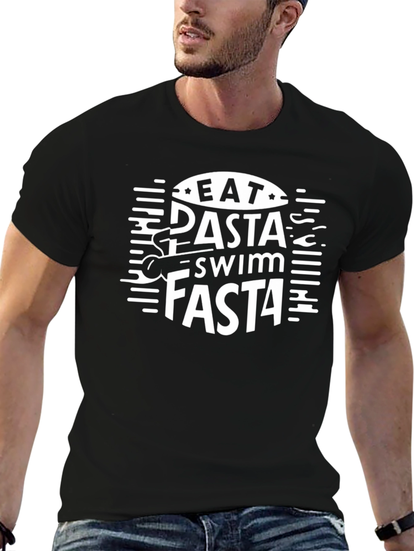 Eat Pasta Swim Fasta Black T-Shirt