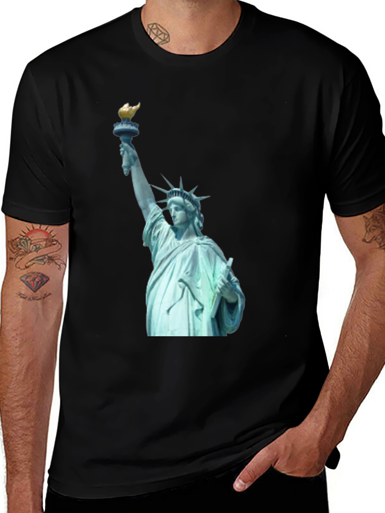Statue of Liberty Graphic Tee - Black Cotton T-Shirt