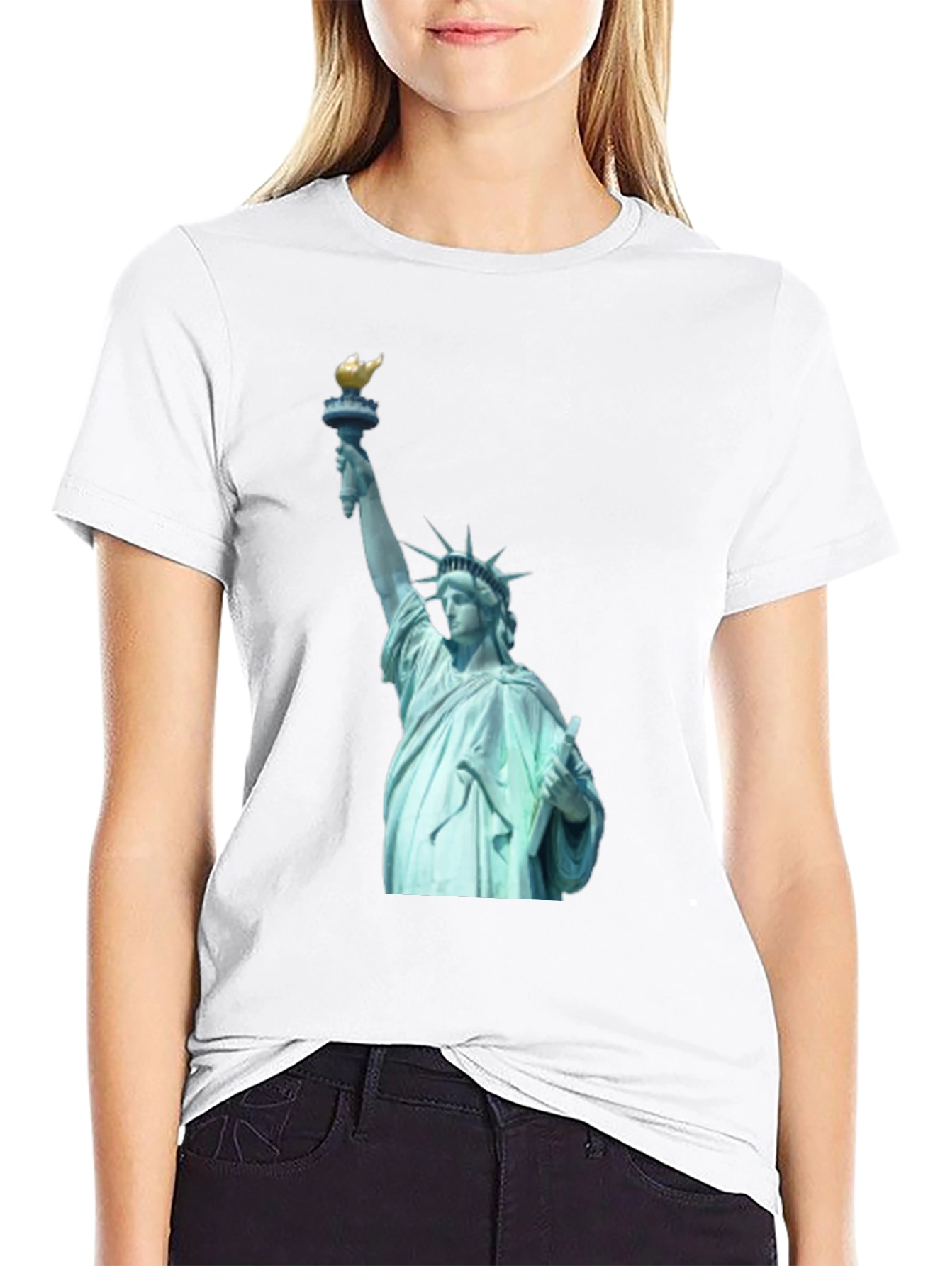 Statue of Liberty Graphic Tee - Black Cotton T-Shirt