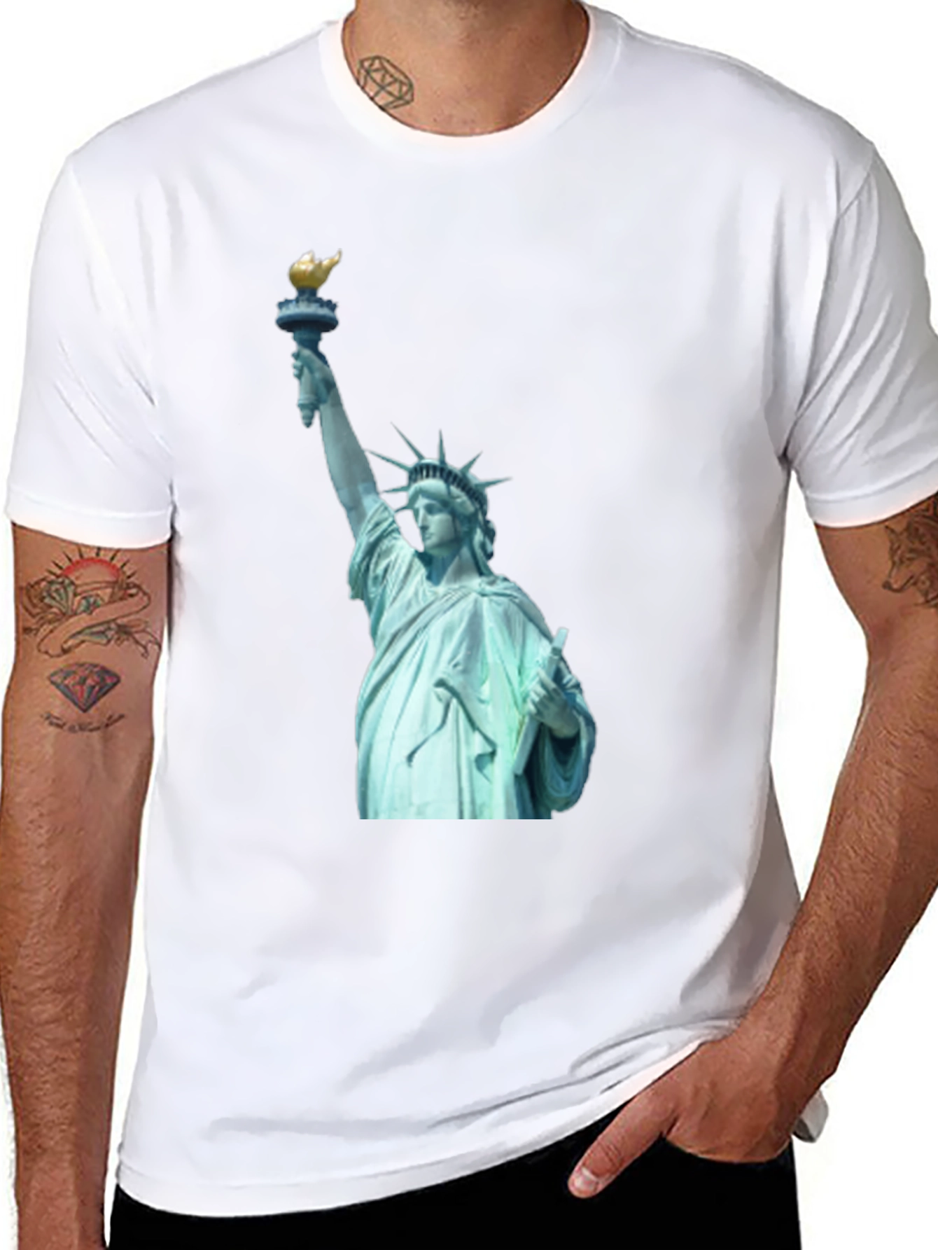 Statue of Liberty Graphic Tee - Black Cotton T-Shirt