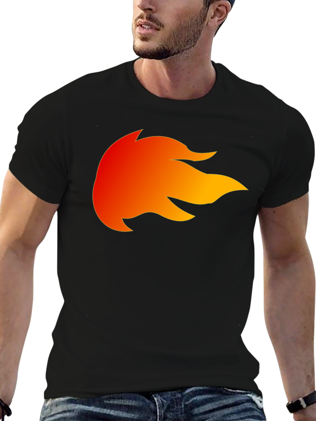 Fiery Flame Graphic Black T-Shirt