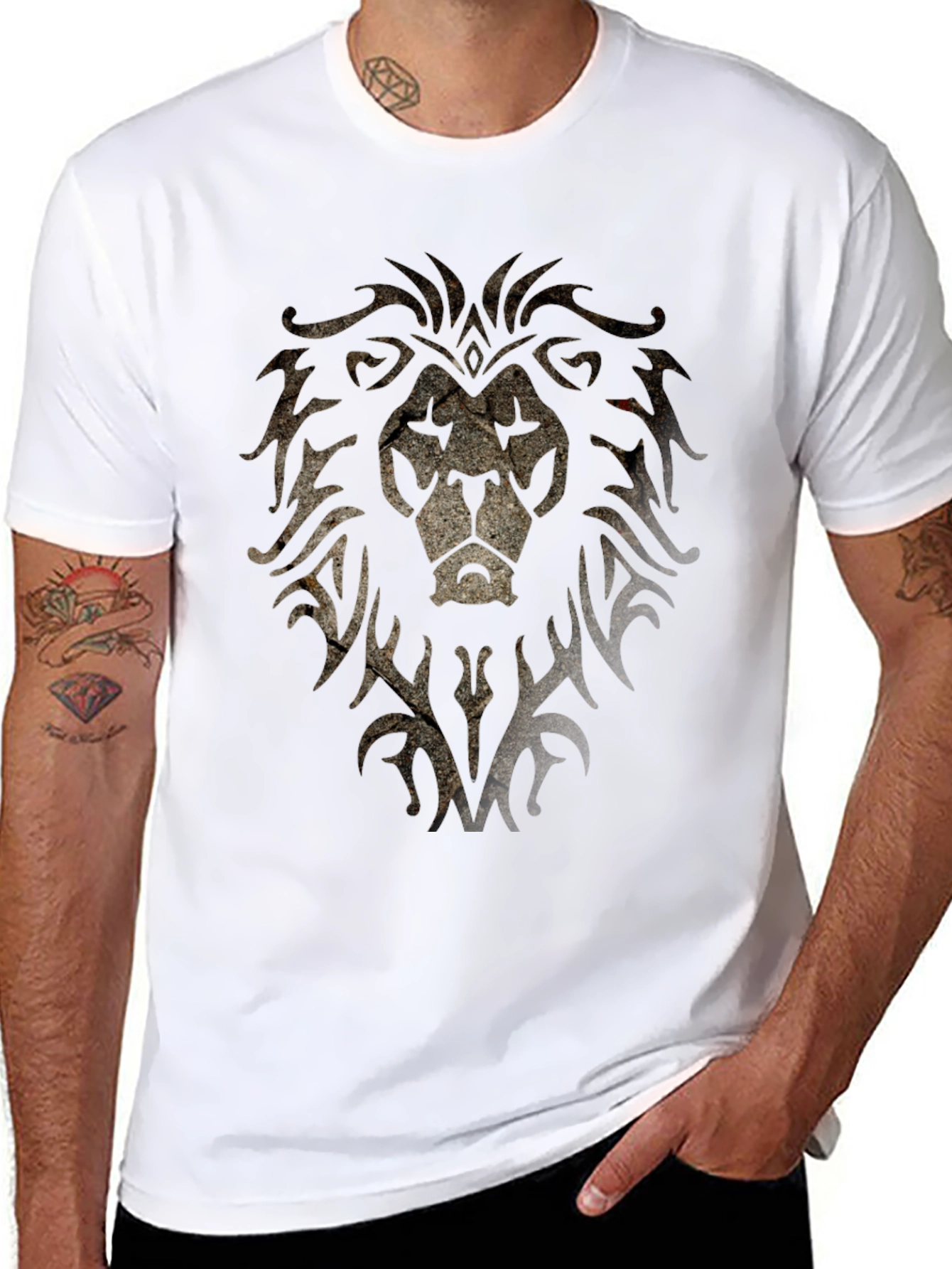 Lion Crest Graphic Print Black T-Shirt