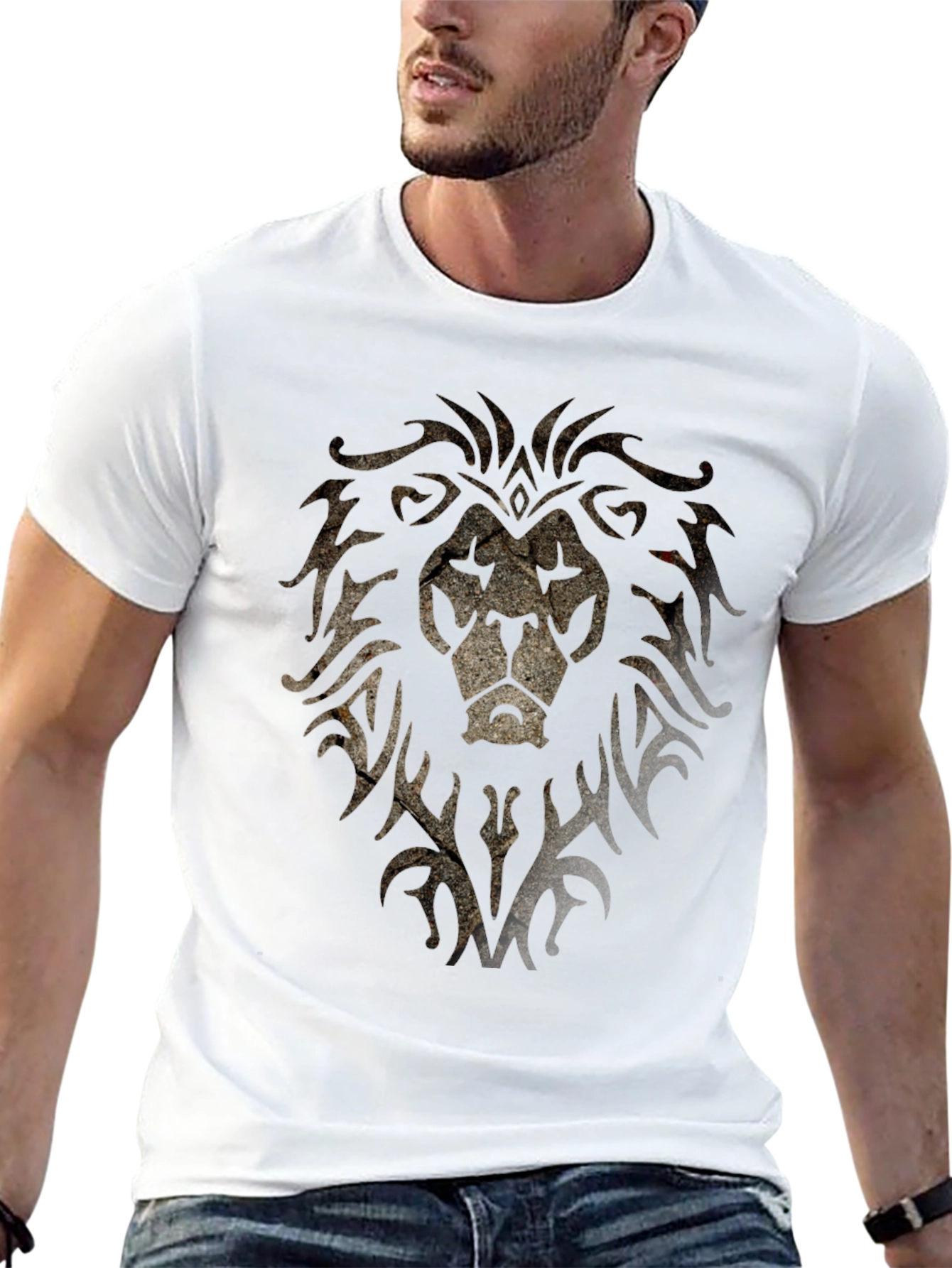 Lion Crest Graphic Print Black T-Shirt