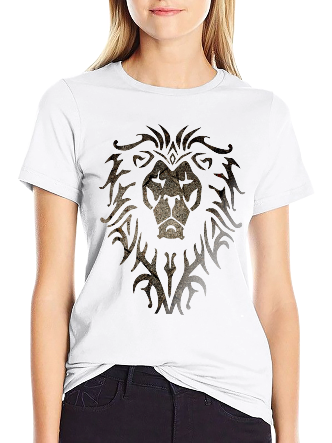 Lion Crest Graphic Print Black T-Shirt