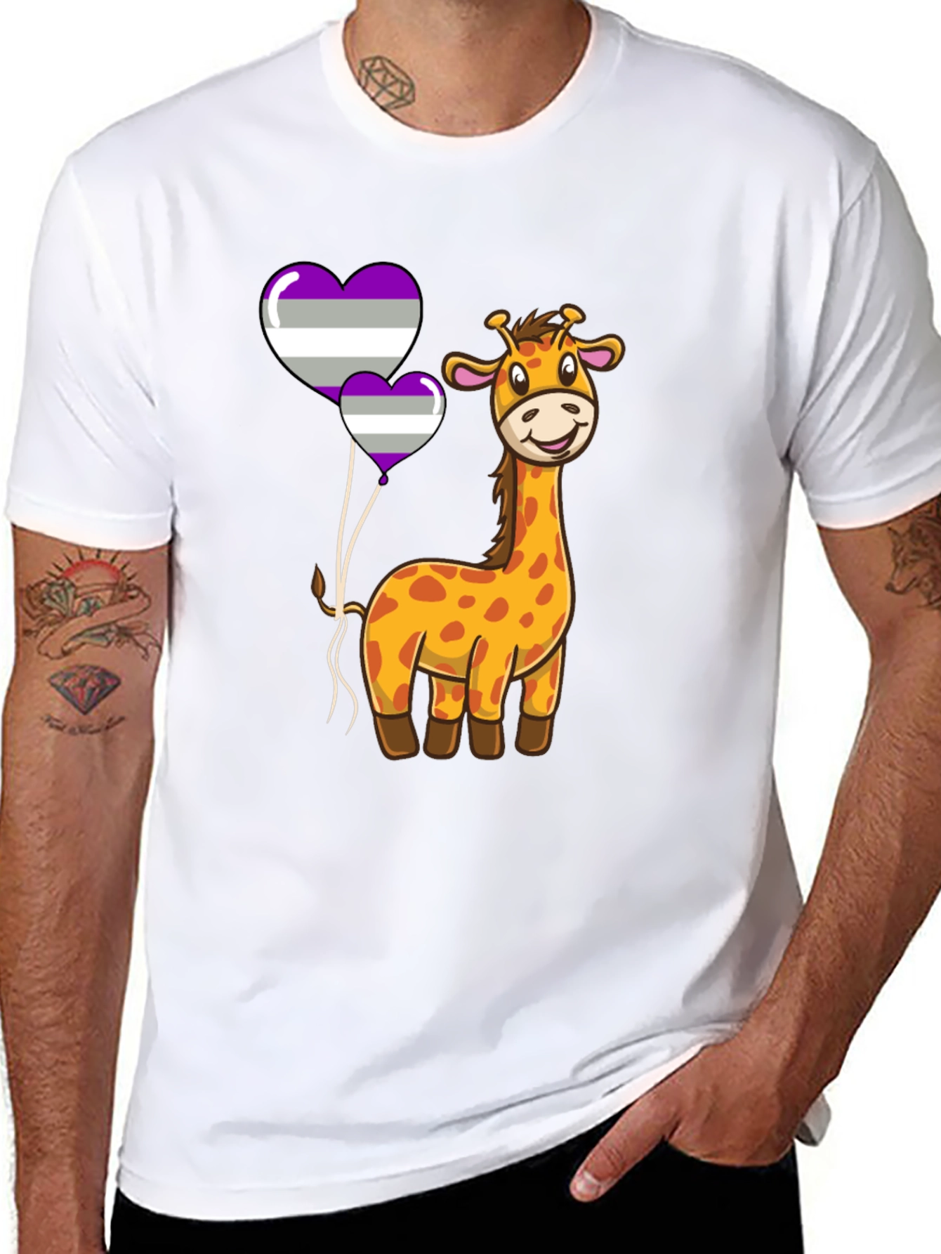 Giraffe & Asexual Pride Balloons T-Shirt