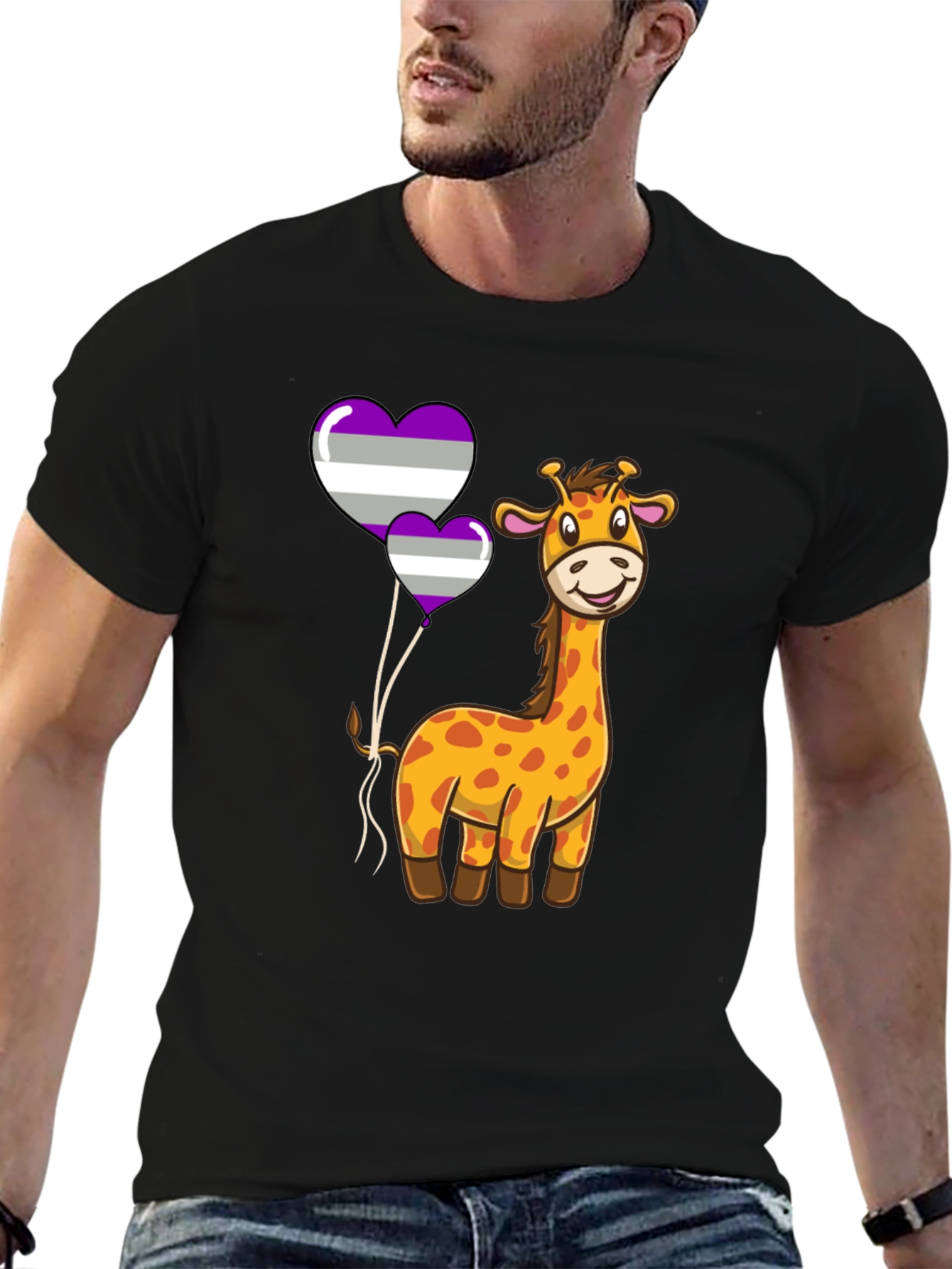 Giraffe & Asexual Pride Balloons T-Shirt