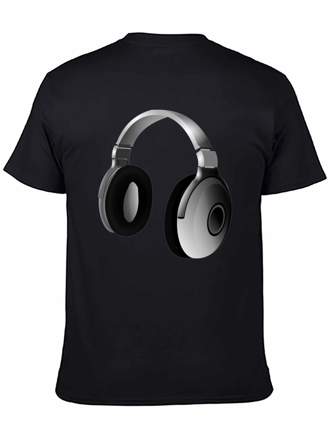 Headphone Graphic Tee - Stylish Black T-Shirt