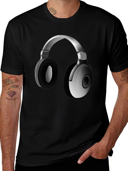 Headphone Graphic Tee - Stylish Black T-Shirt