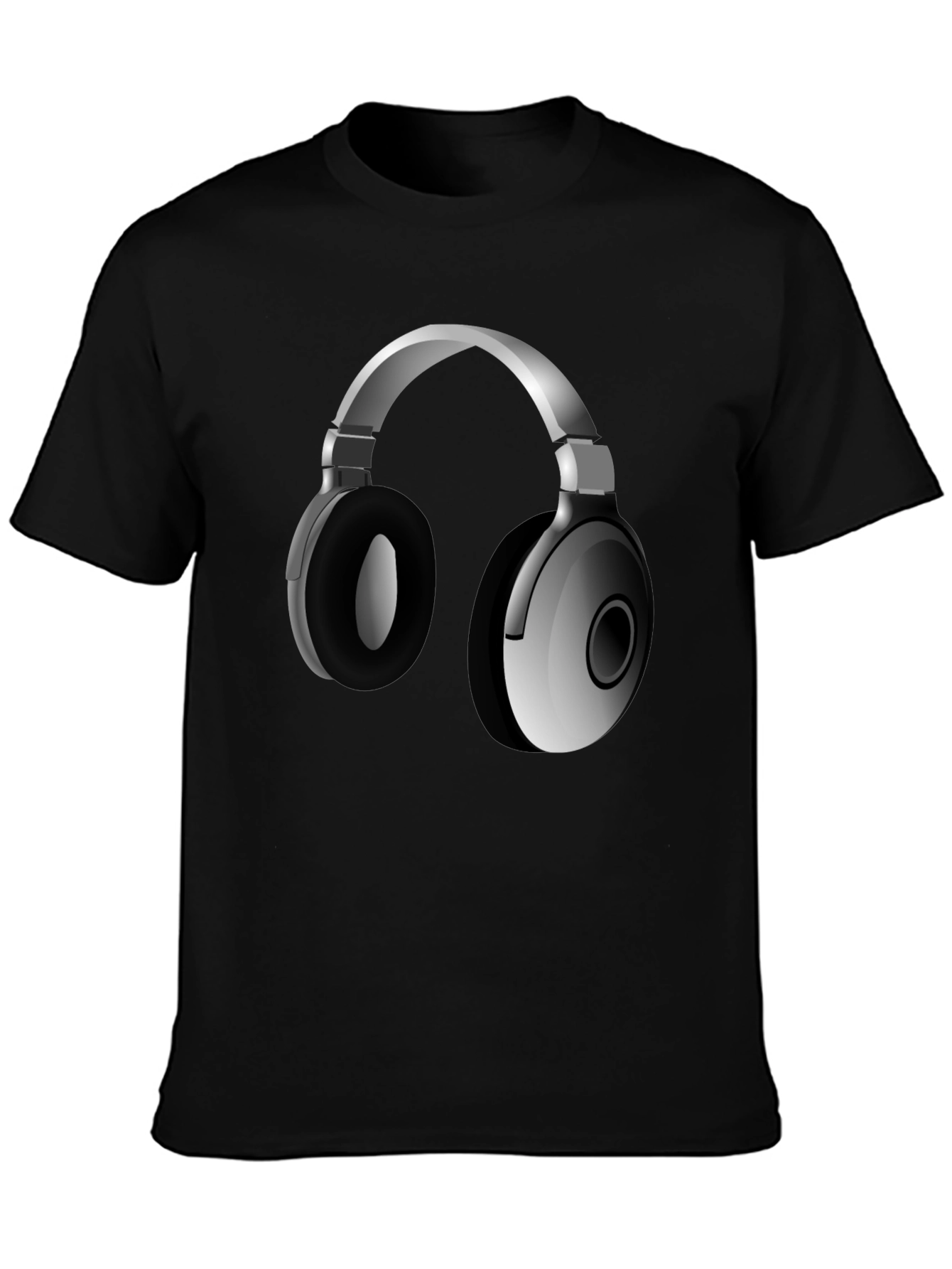Headphone Graphic Tee - Stylish Black T-Shirt