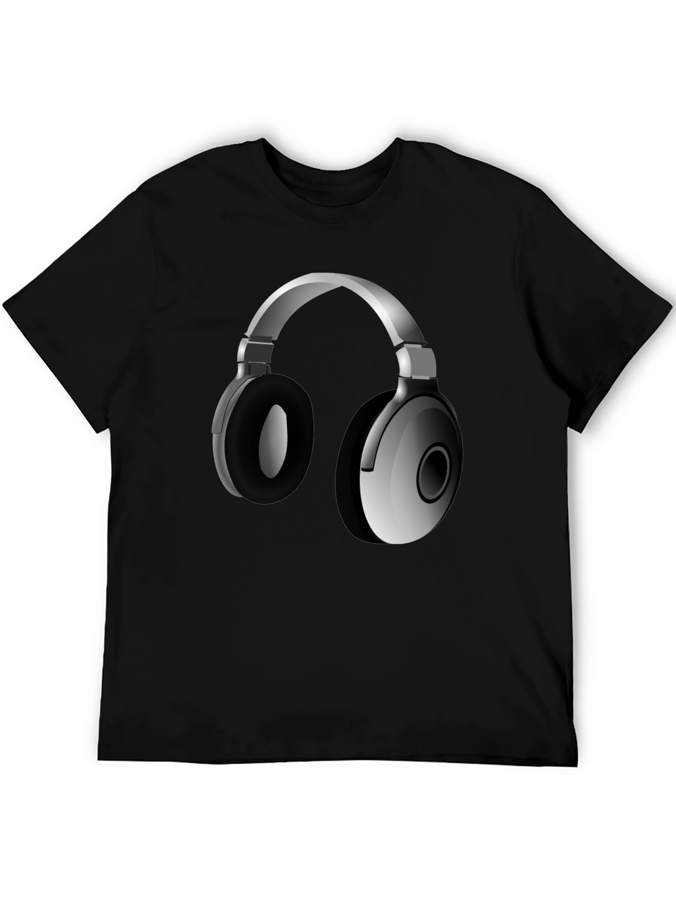 Headphone Graphic Tee - Stylish Black T-Shirt