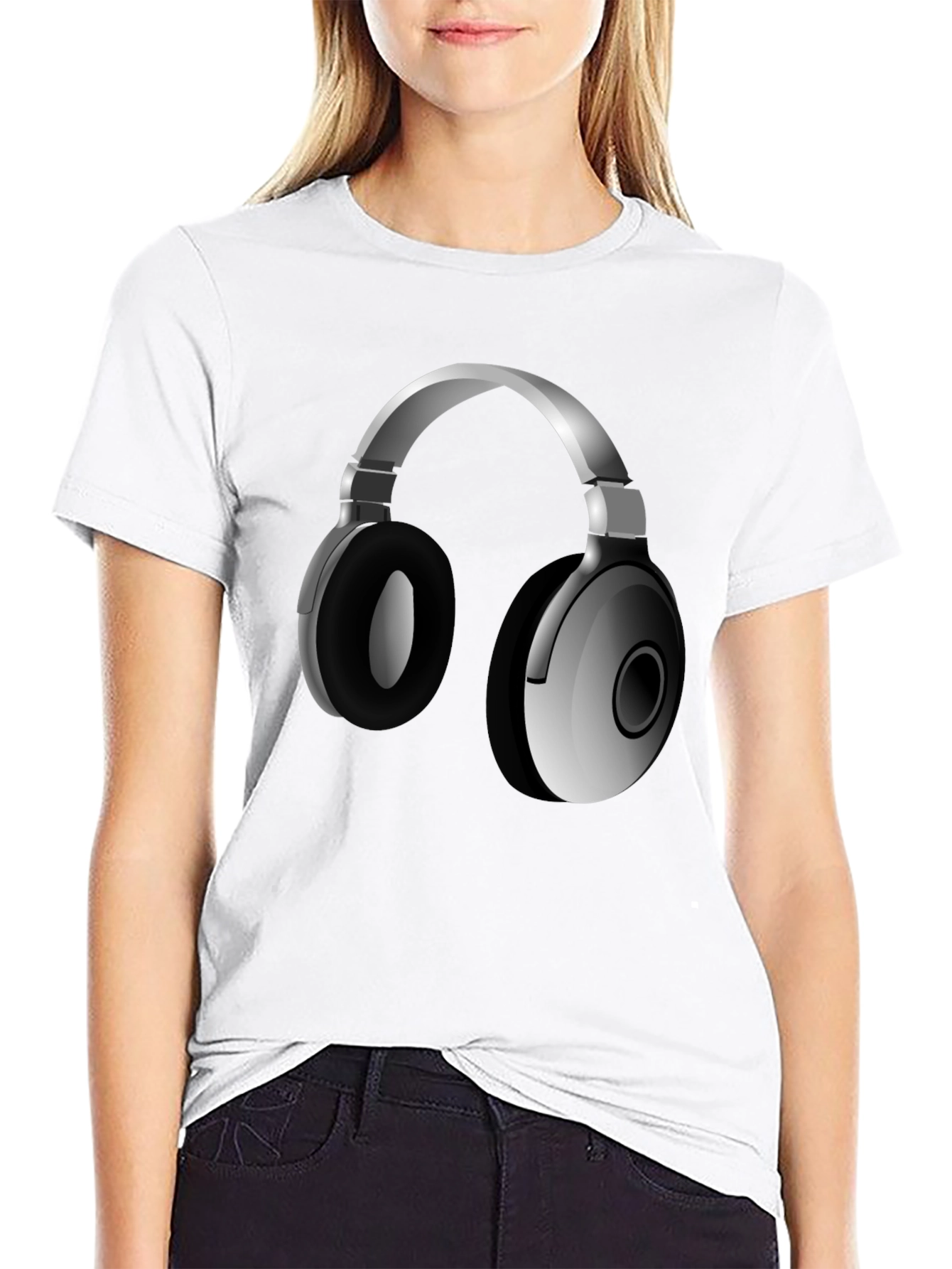 Headphone Graphic Tee - Stylish Black T-Shirt