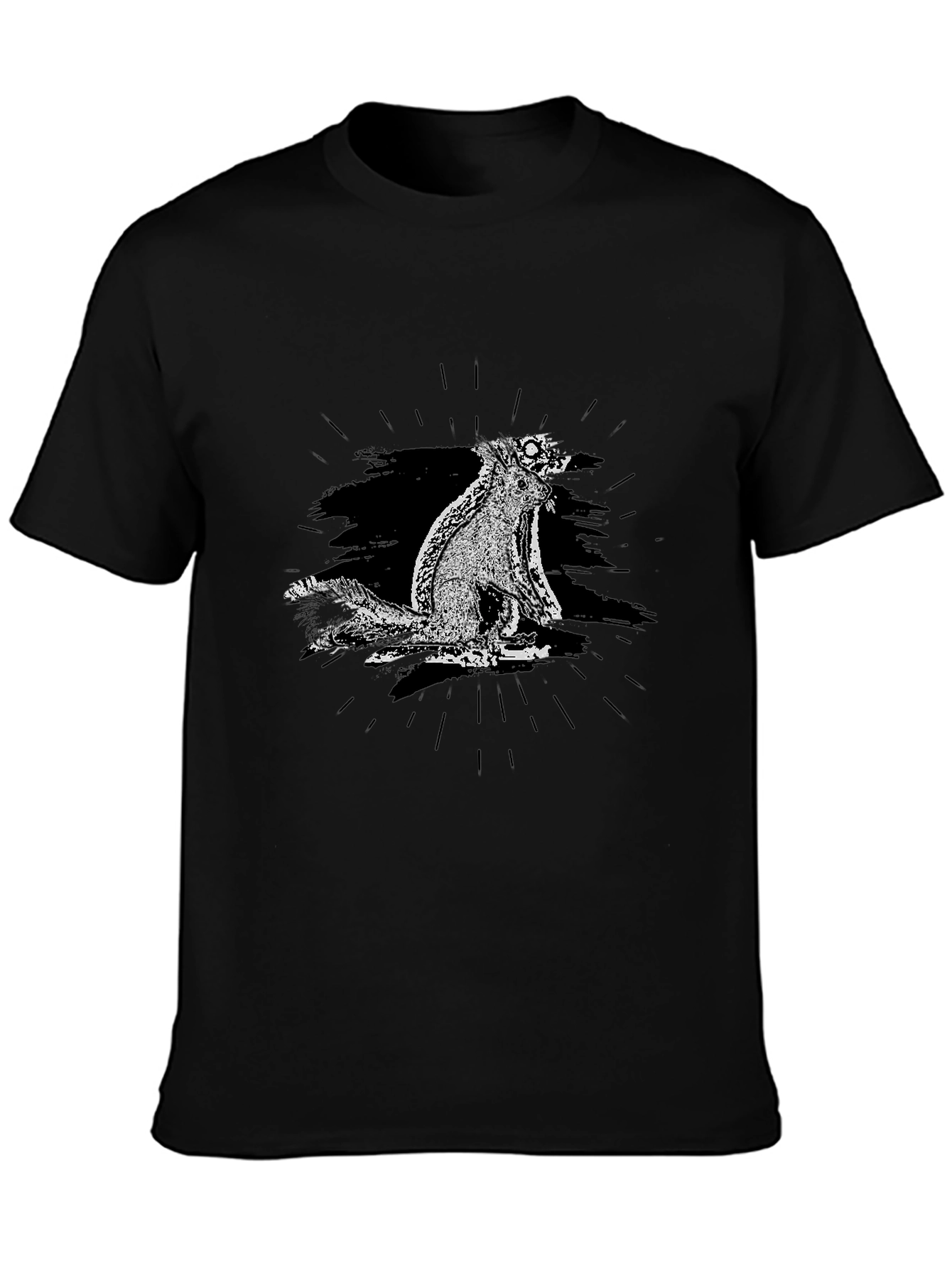 Mens Black Graphic Tee - Quirky Squirrel Design