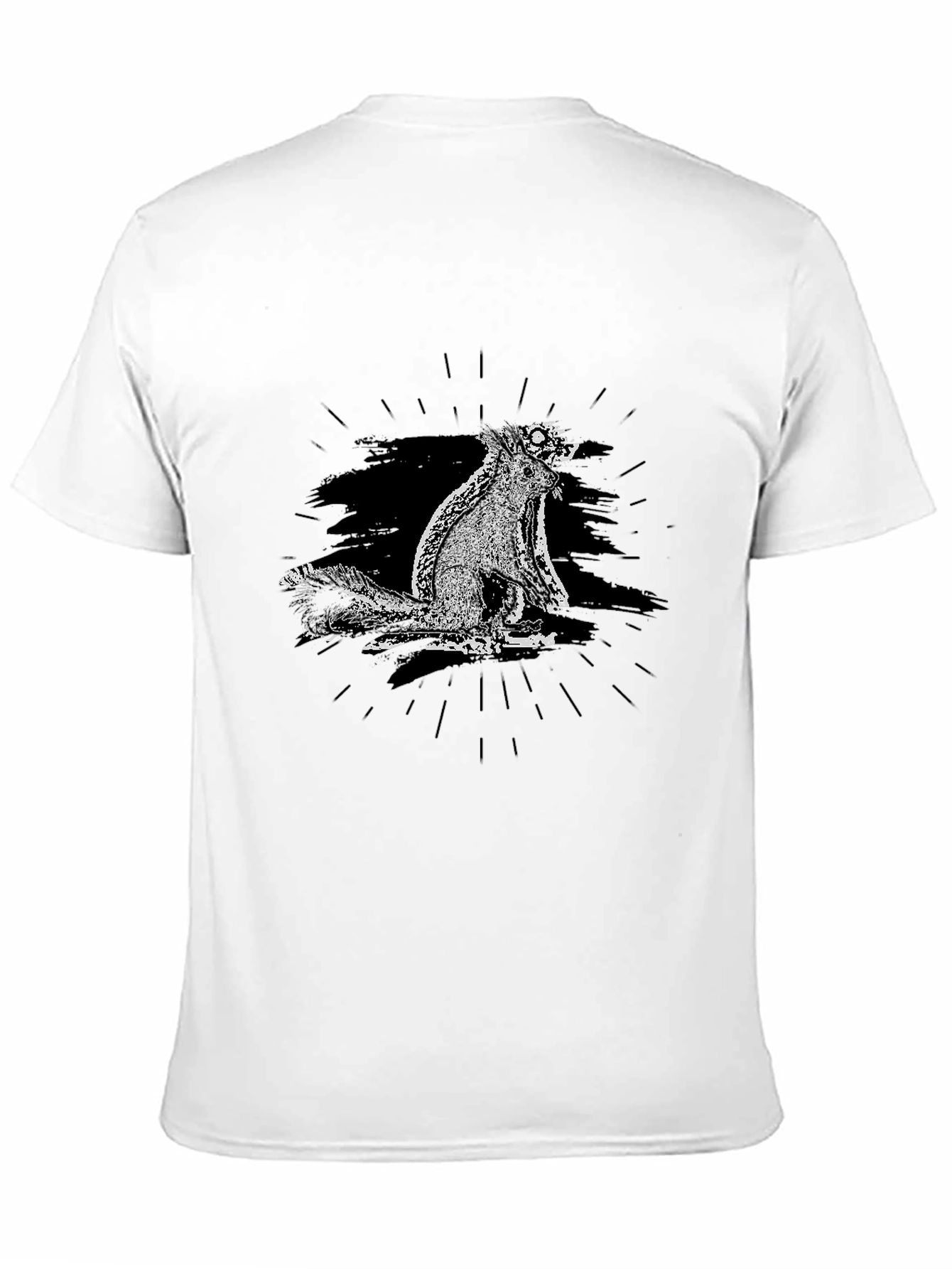 Mens Black Graphic Tee - Quirky Squirrel Design