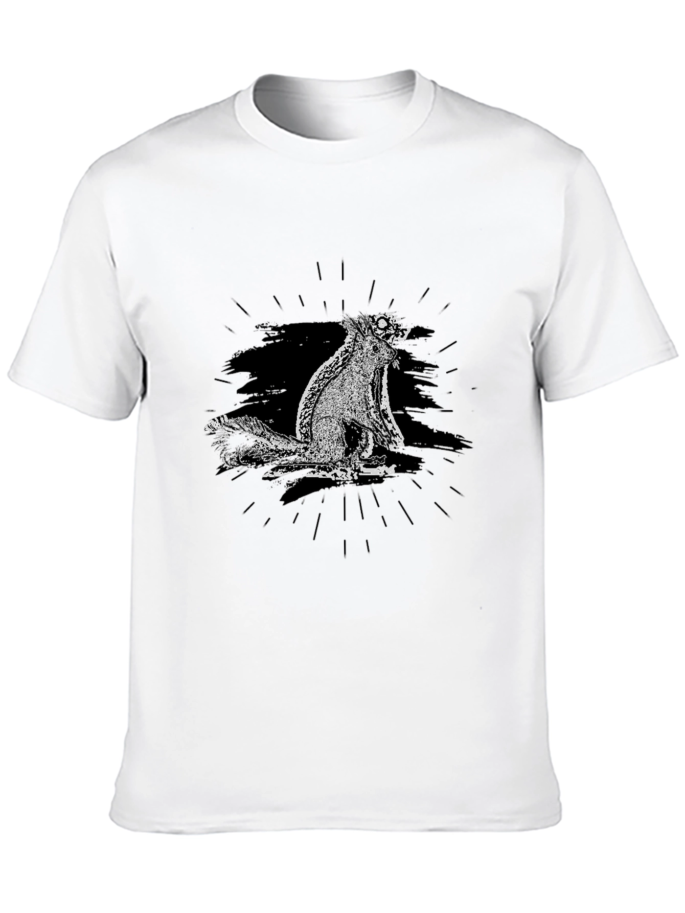 Mens Black Graphic Tee - Quirky Squirrel Design
