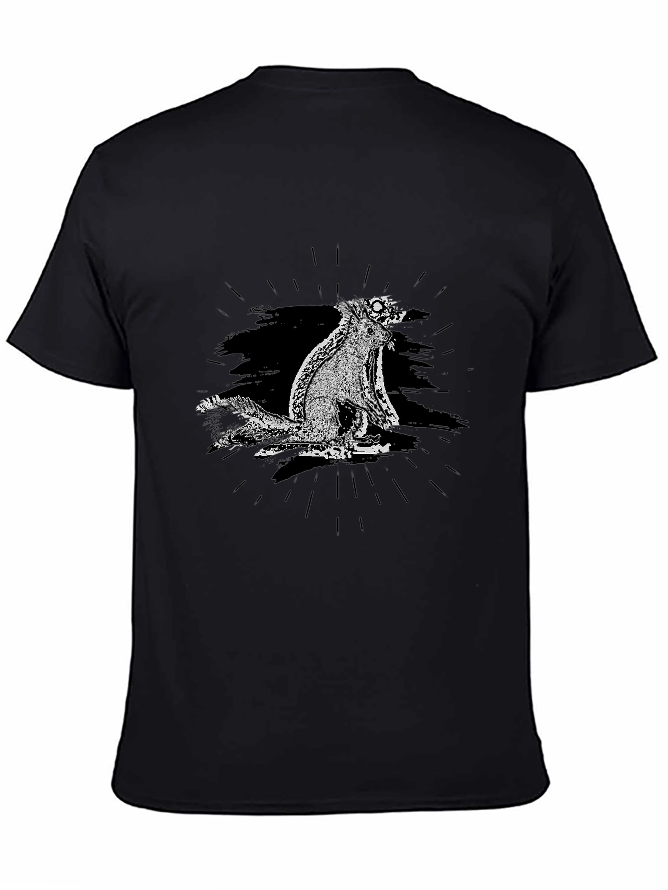 Mens Black Graphic Tee - Quirky Squirrel Design