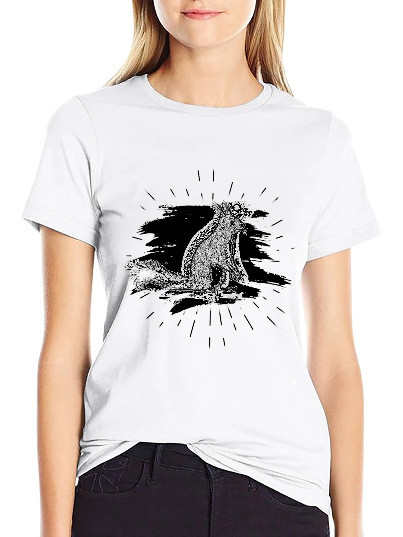 Mens Black Graphic Tee - Quirky Squirrel Design