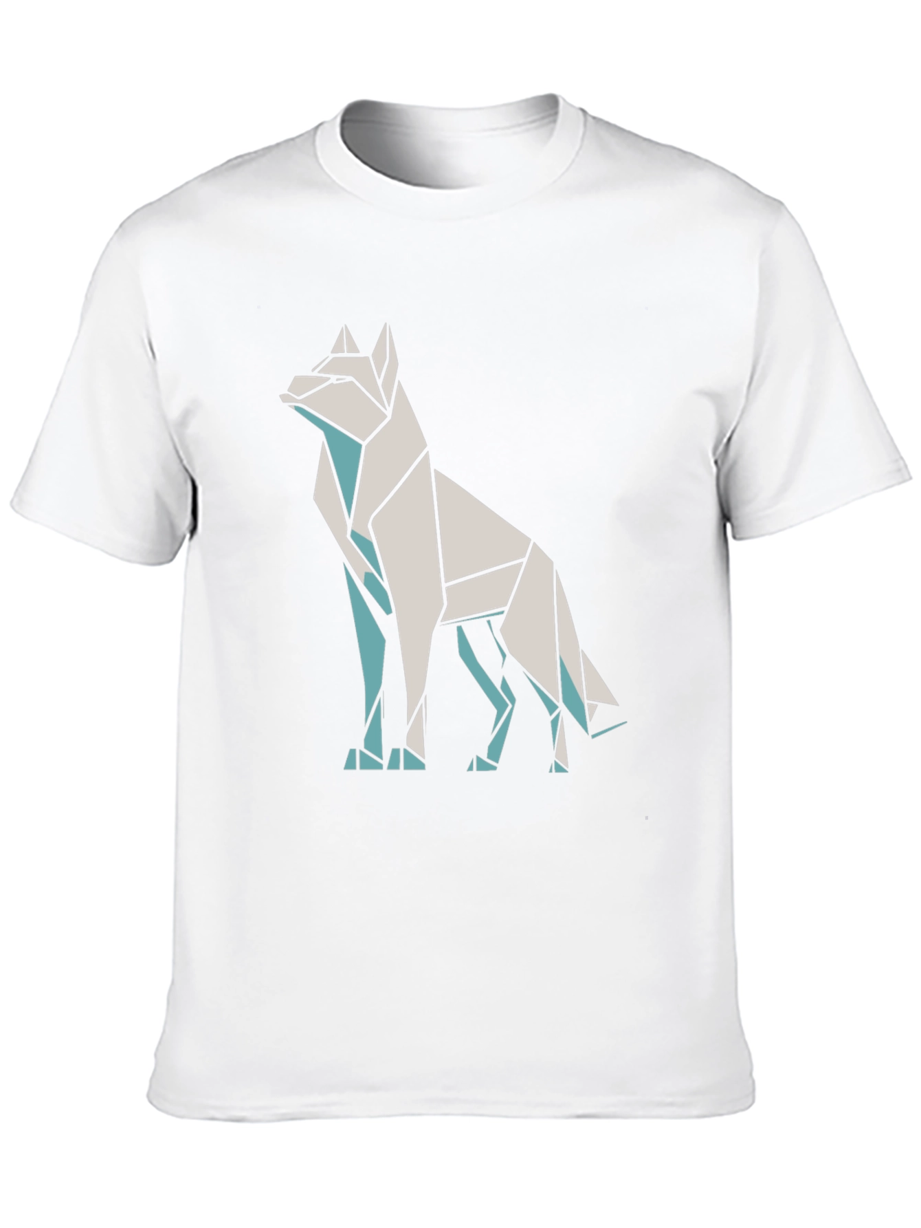 Geometric Wolf Graphic Tee - Black Cotton Blend