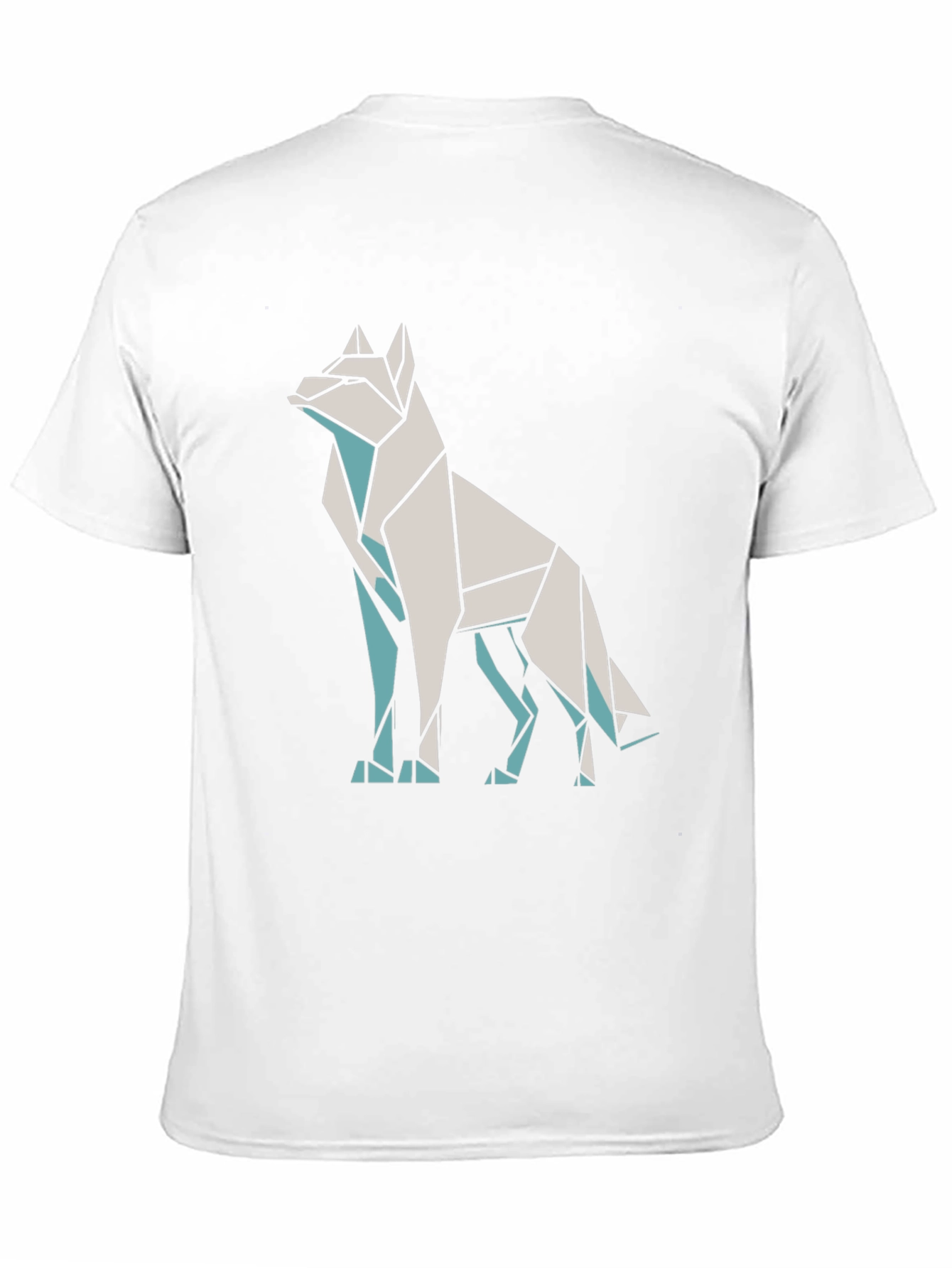 Geometric Wolf Graphic Tee - Black Cotton Blend