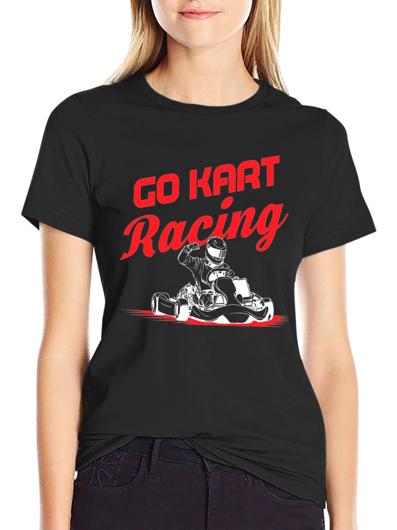 Go Kart Racing Graphic Tee - Black Cotton Blend