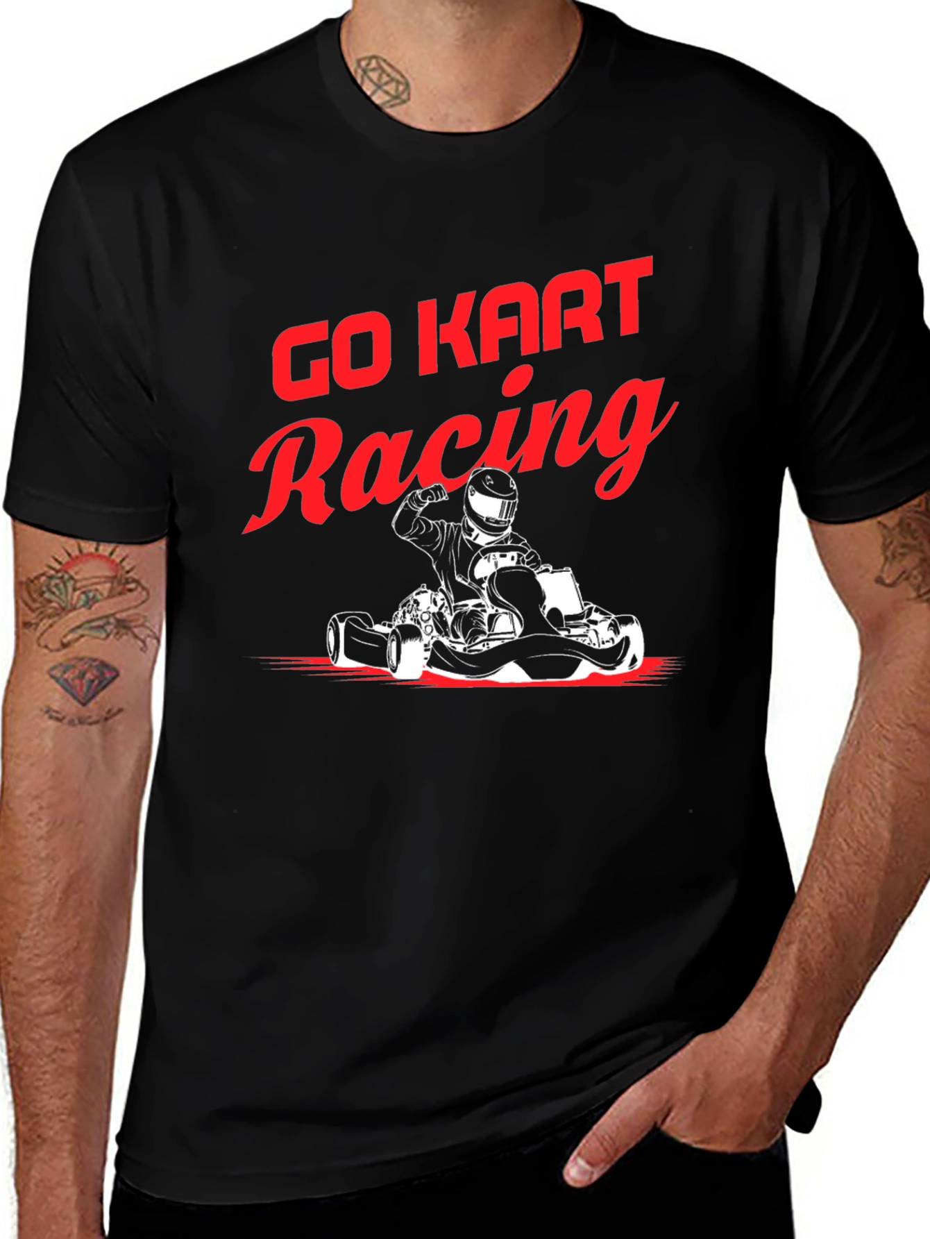 Go Kart Racing Graphic Tee - Black Cotton Blend