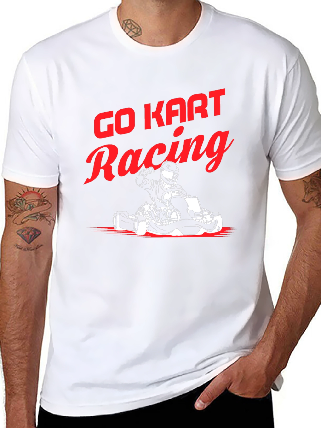 Go Kart Racing Graphic Tee - Black Cotton Blend