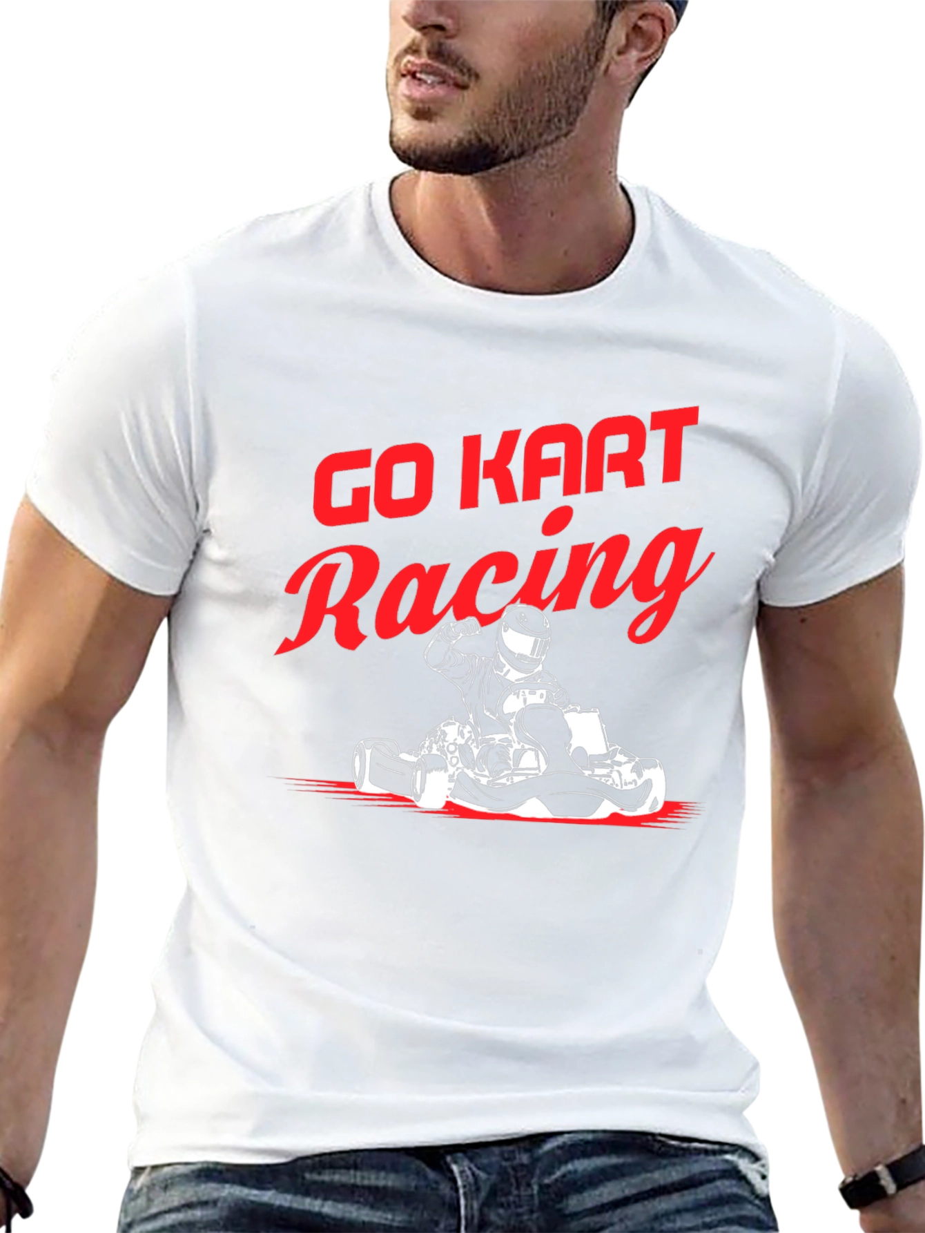 Go Kart Racing Graphic Tee - Black Cotton Blend