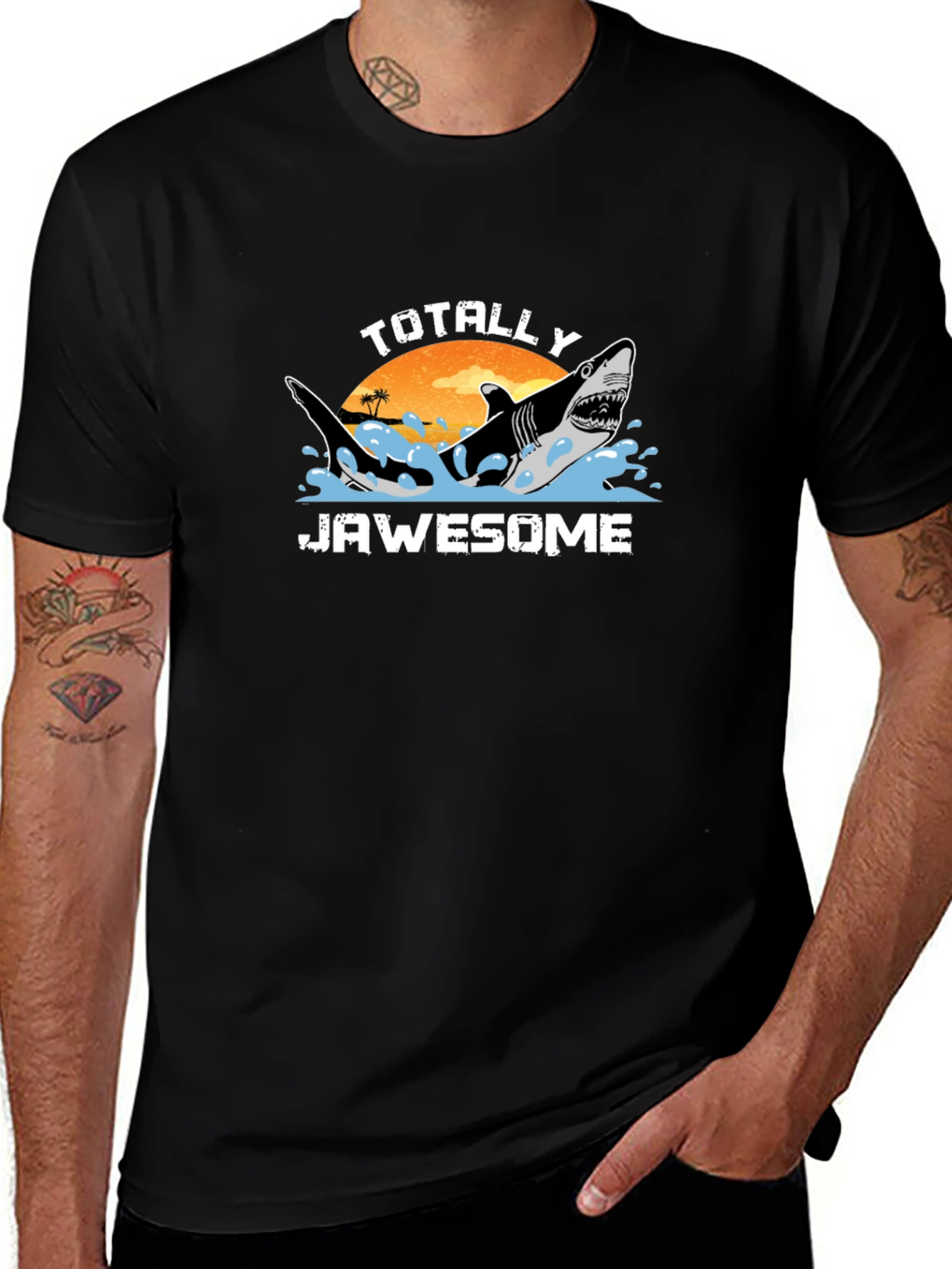 Totally Jawsome Shark Graphic Black T-Shirt