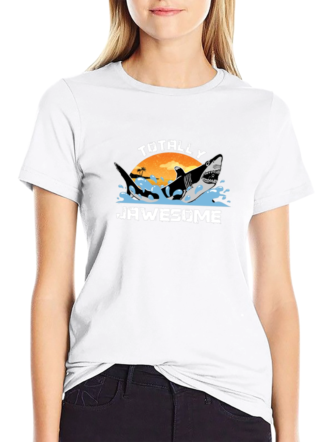 Totally Jawsome Shark Graphic Black T-Shirt
