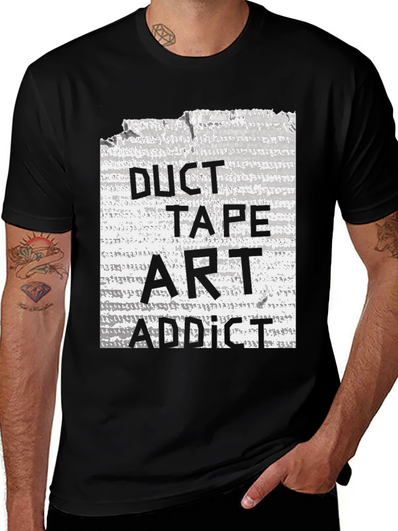 Duct Tape Art Addict Black T-Shirt