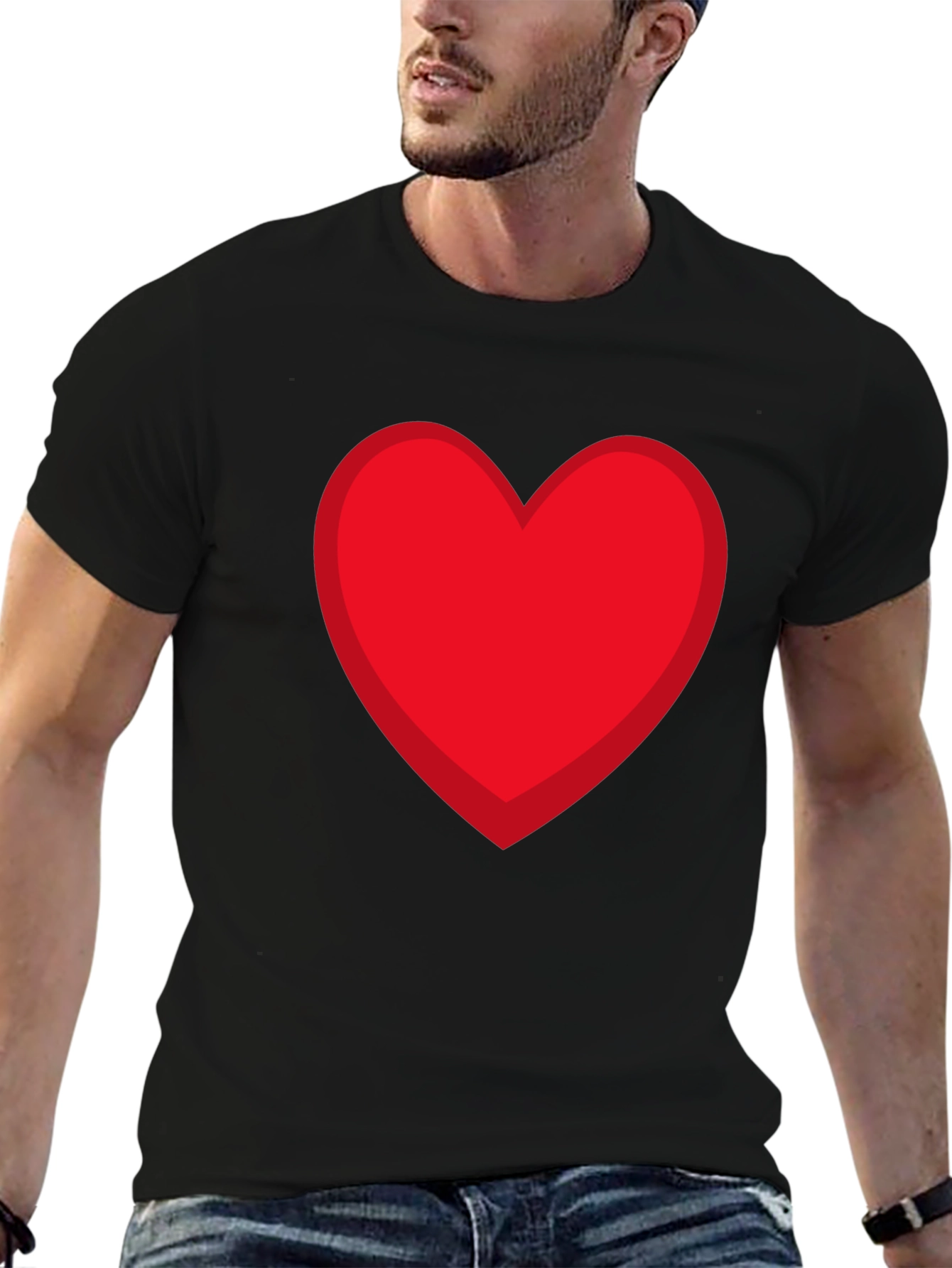 Red Heart Graphic Black T-Shirt