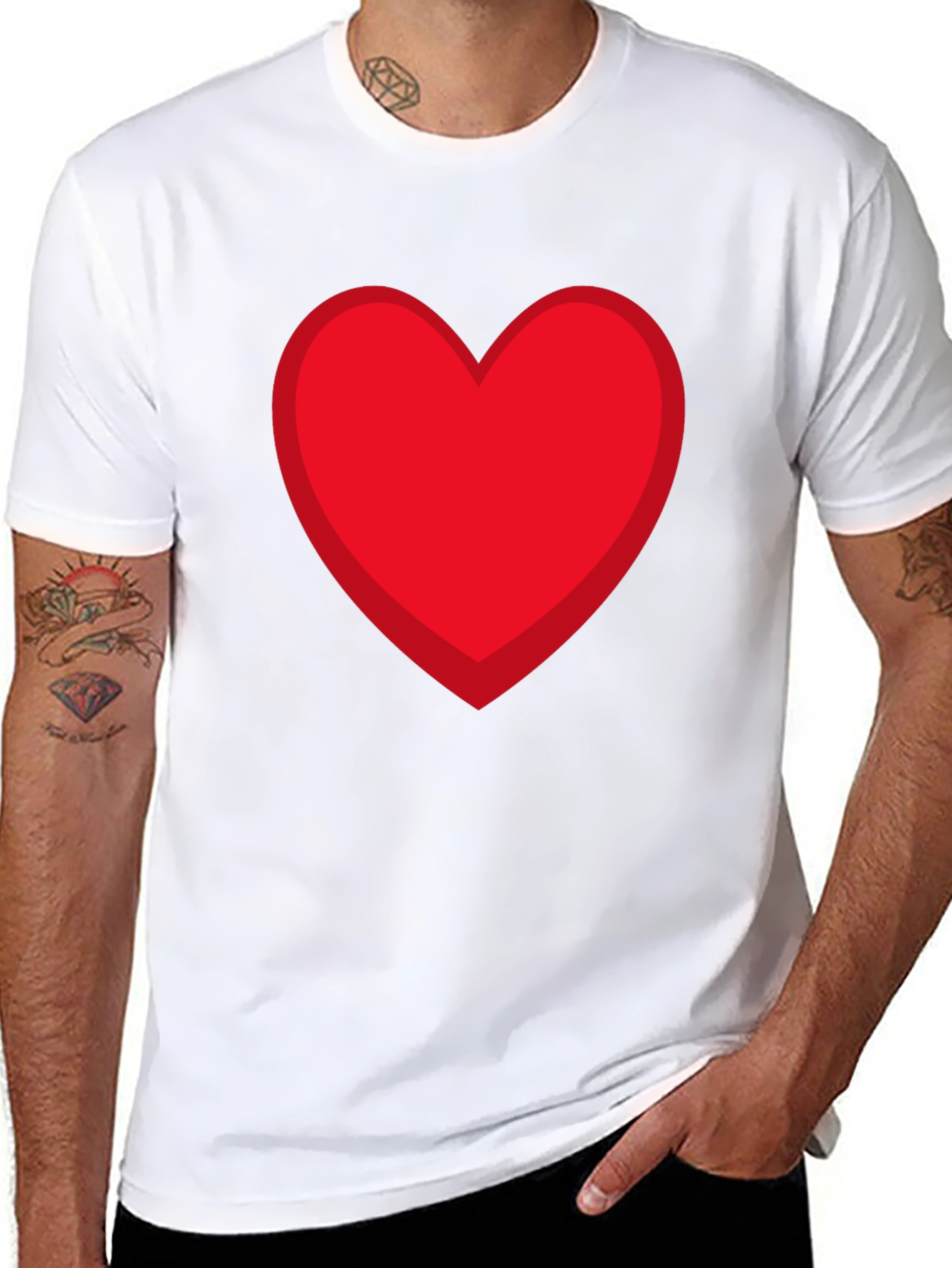 Red Heart Graphic Black T-Shirt