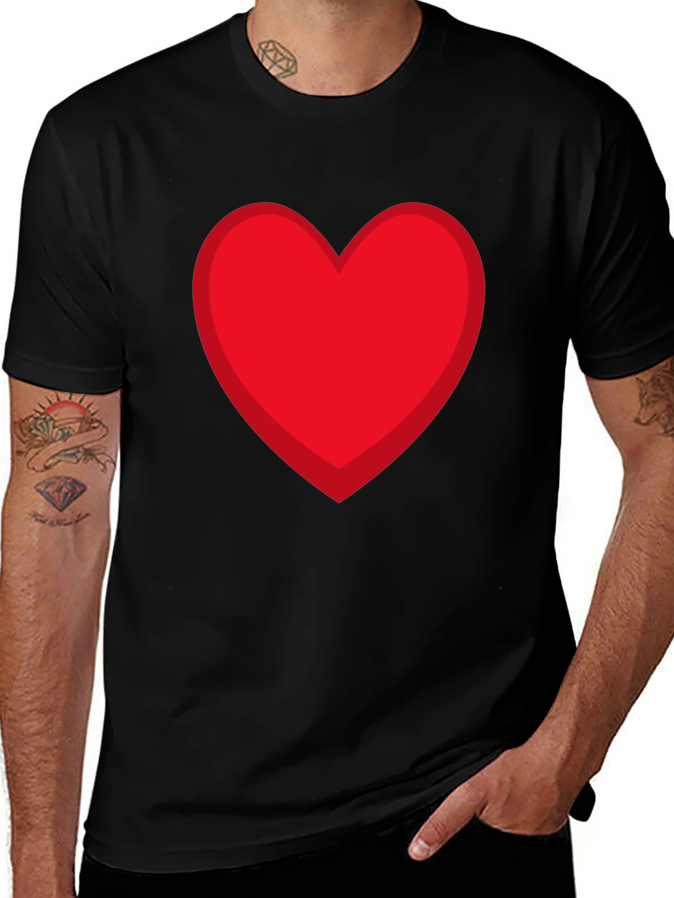 Red Heart Graphic Black T-Shirt