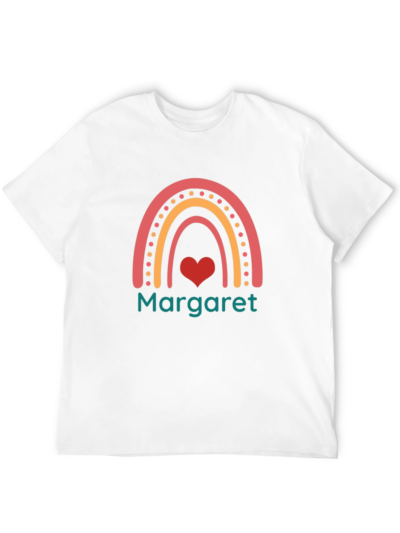 Margaret Rainbow Heart Personalized Black T-Shirt