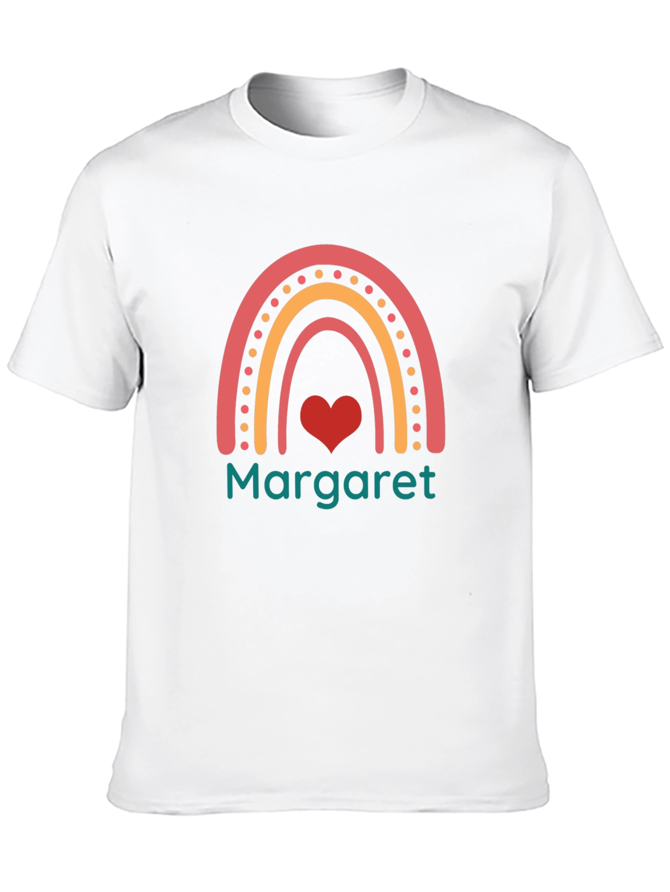 Margaret Rainbow Heart Personalized Black T-Shirt