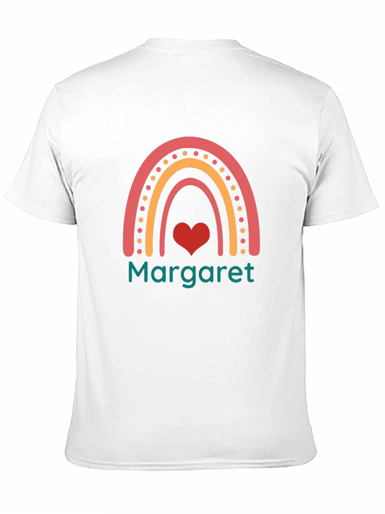Margaret Rainbow Heart Personalized Black T-Shirt
