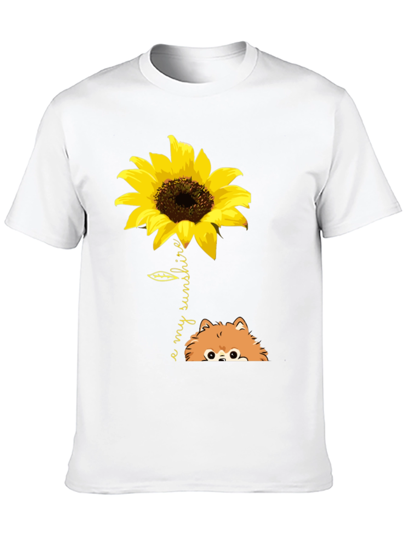 Sunflower Pomeranian My Sunshine Black T-Shirt