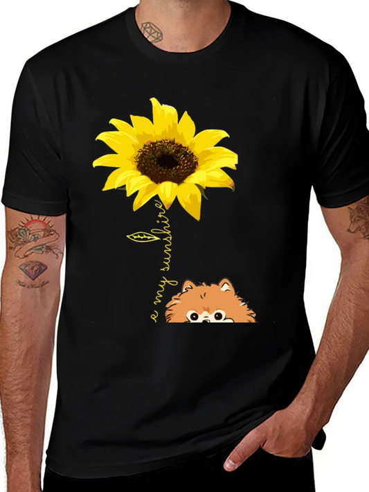 Sunflower Pomeranian My Sunshine Black T-Shirt