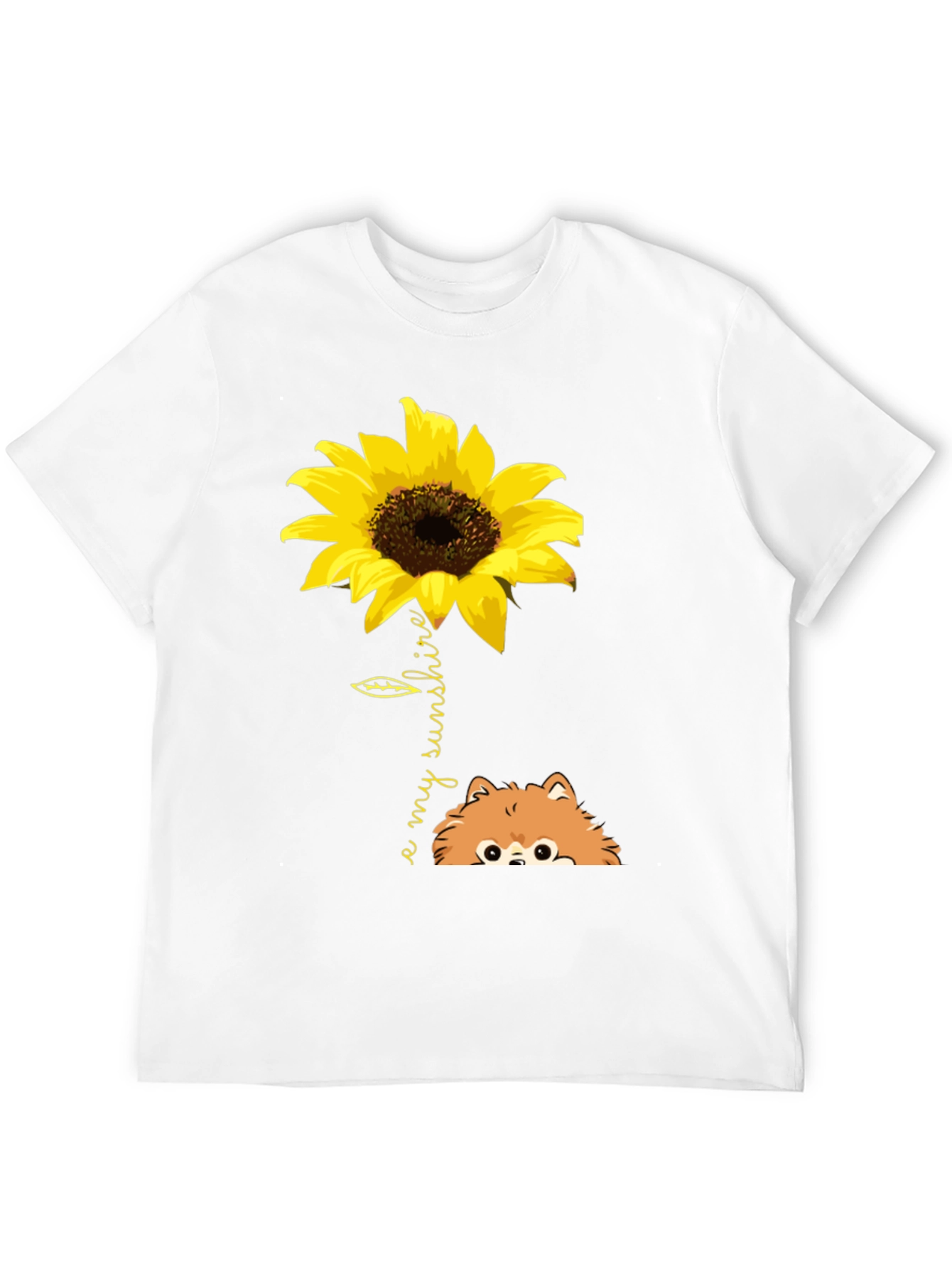 Sunflower Pomeranian My Sunshine Black T-Shirt