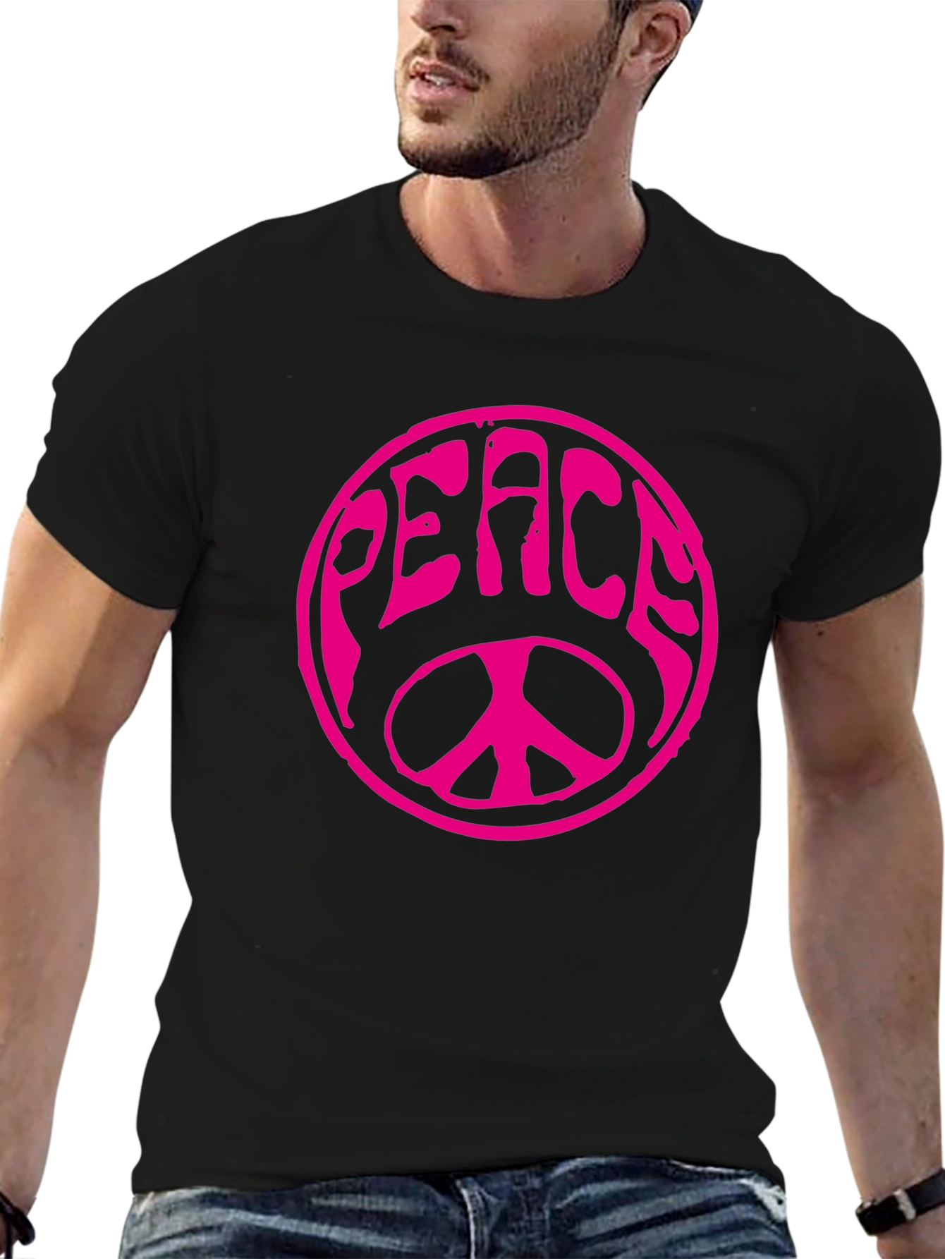 Peace Sign Graphic T-Shirt - Black