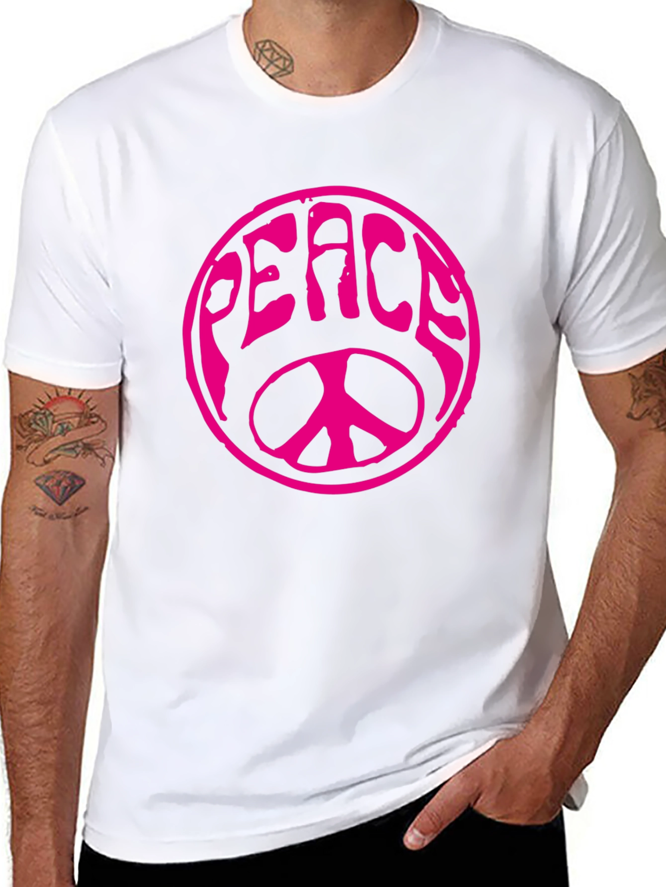 Peace Sign Graphic T-Shirt - Black