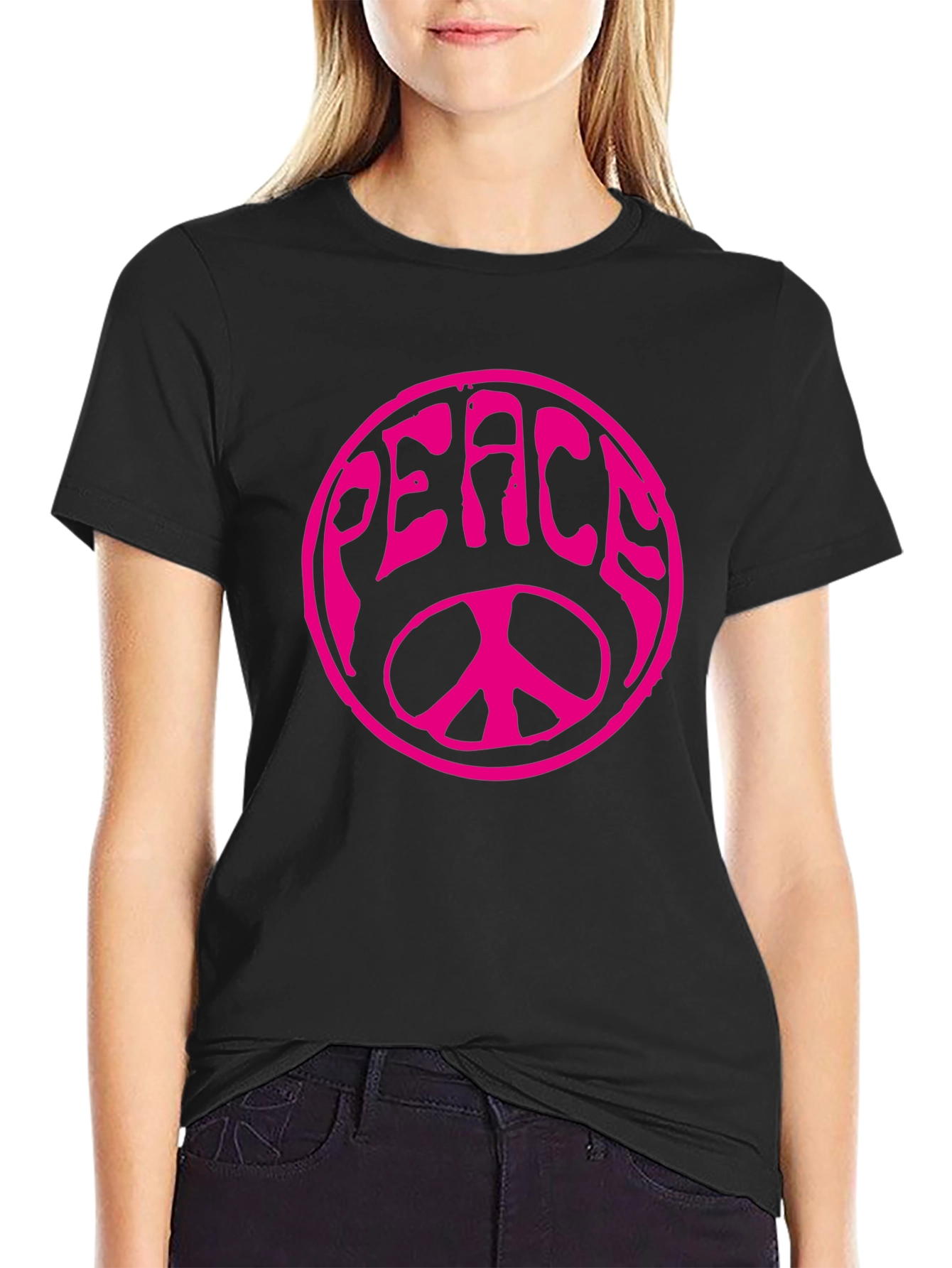 Peace Sign Graphic T-Shirt - Black
