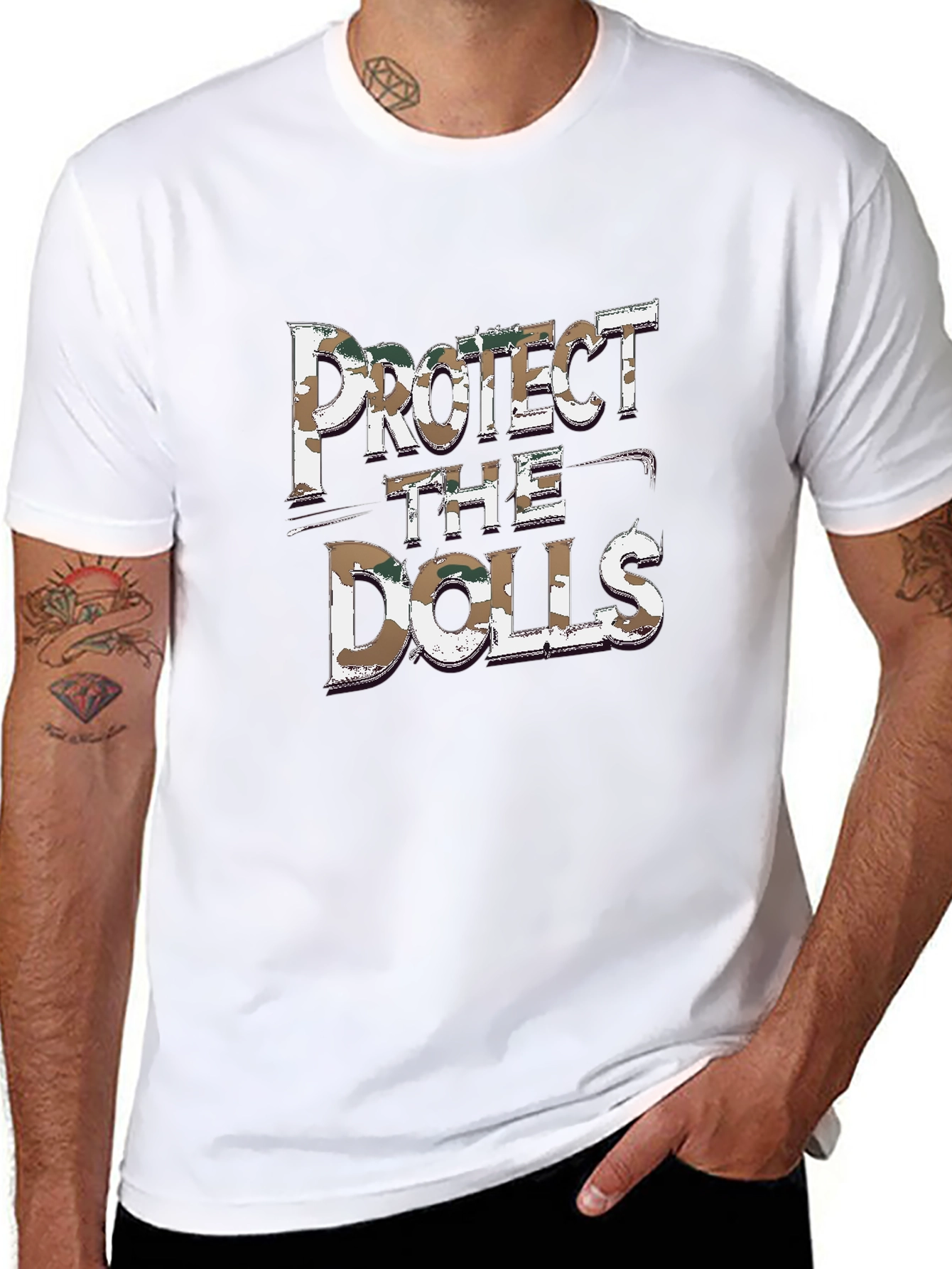 Protect the Dolls Graphic Tee - Black Cotton Blend
