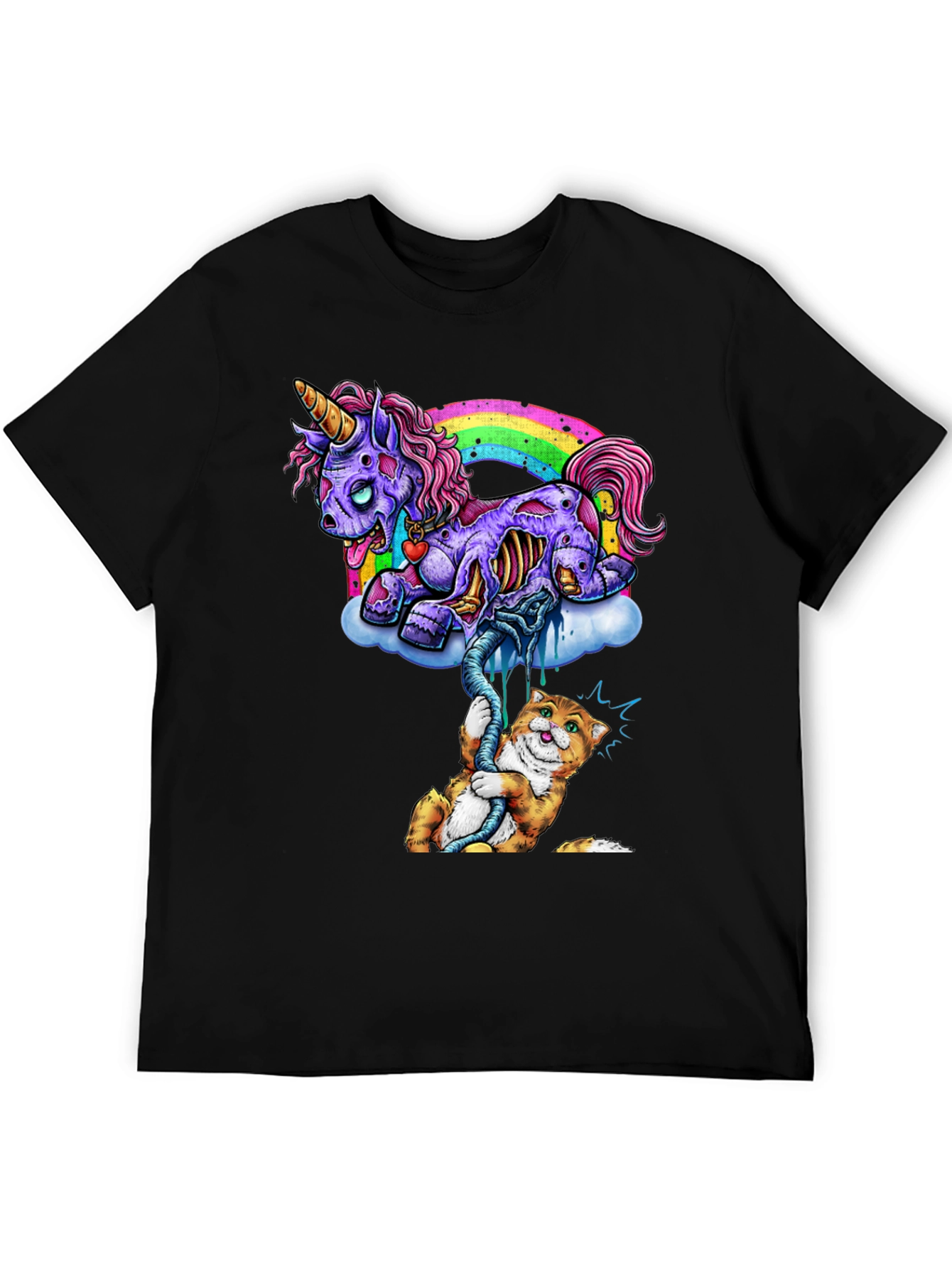 Zombie Unicorn & Cat Graphic Tee