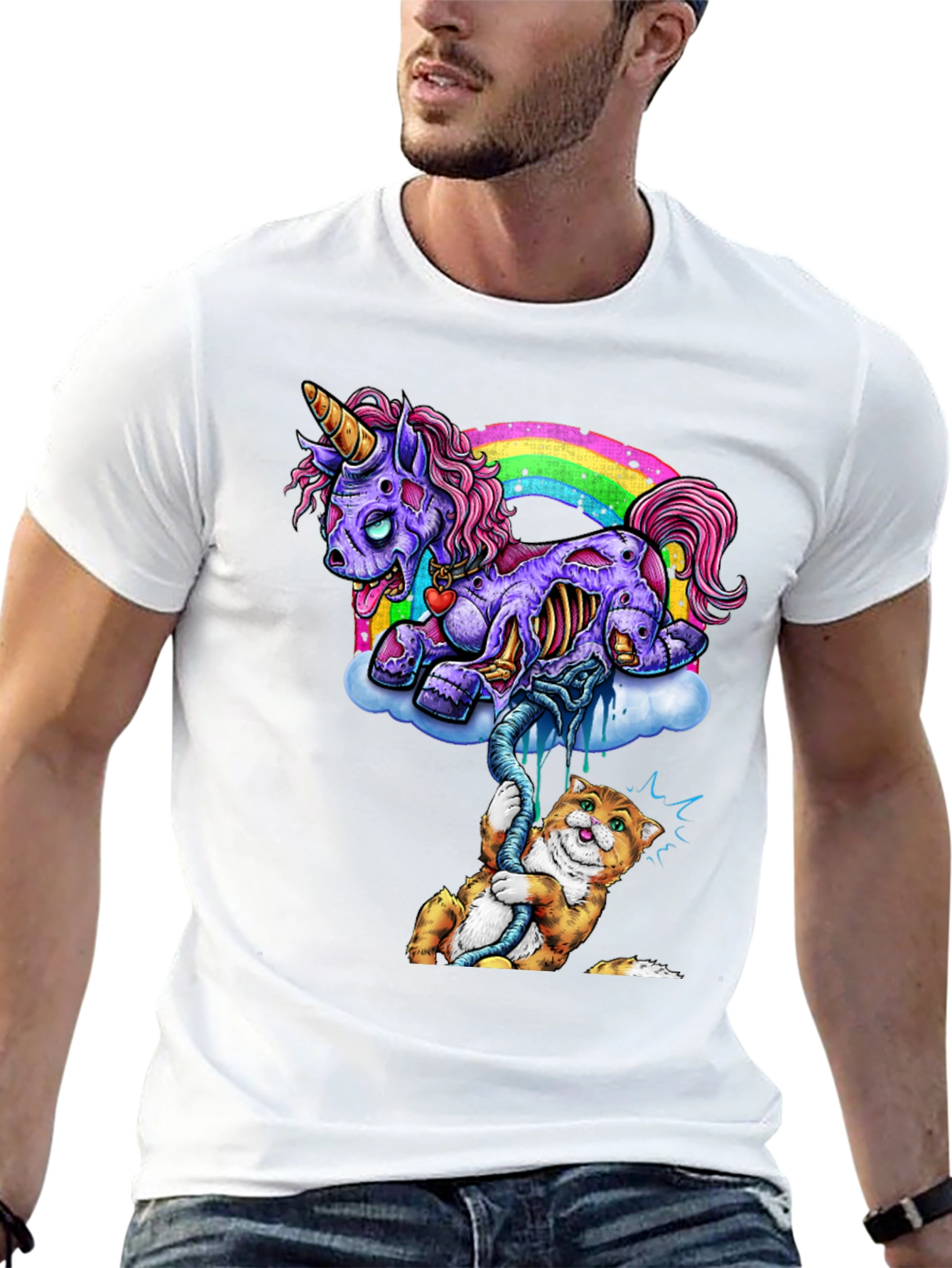 Zombie Unicorn & Cat Graphic Tee