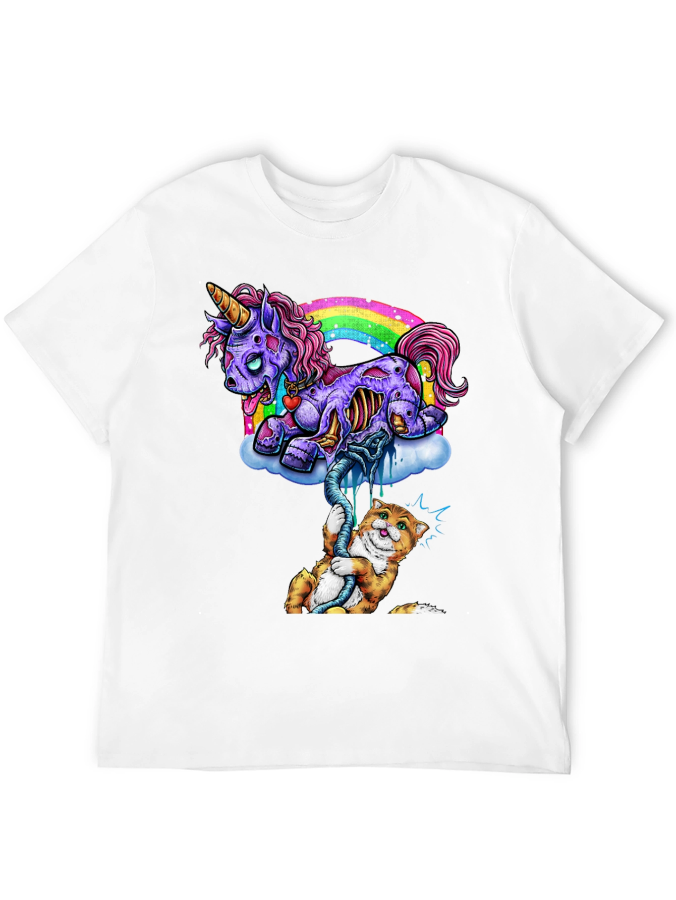 Zombie Unicorn & Cat Graphic Tee