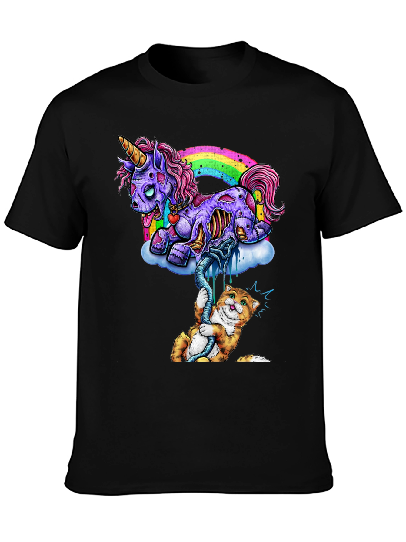 Zombie Unicorn & Cat Graphic Tee