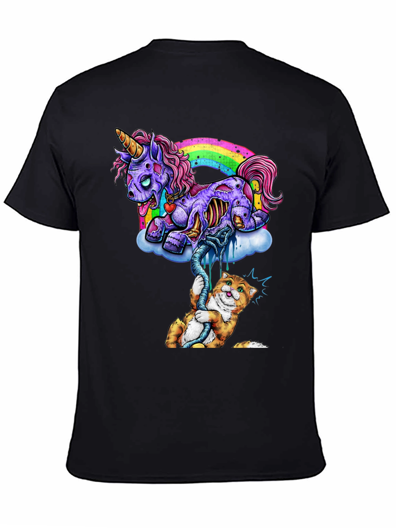 Zombie Unicorn & Cat Graphic Tee
