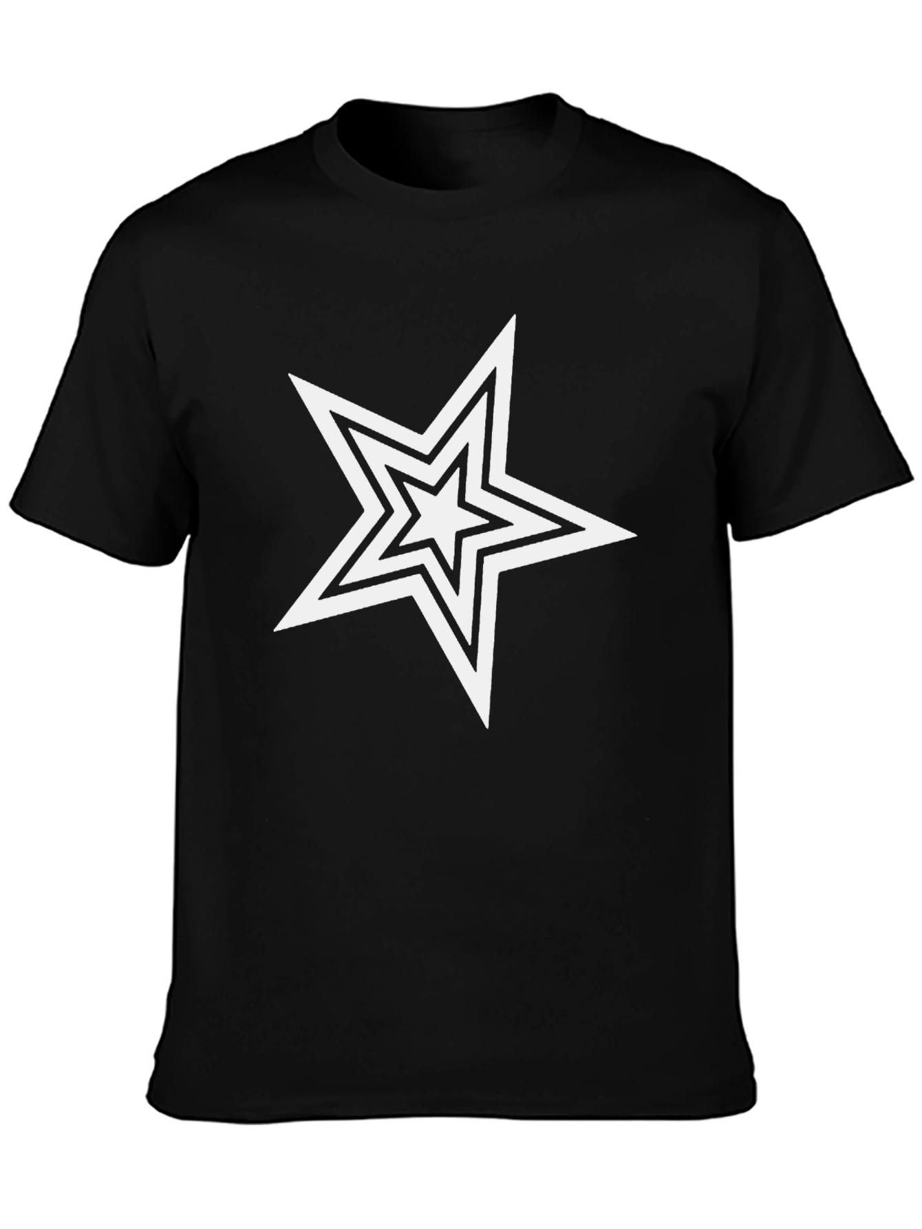 Star Graphic Print Black T-Shirt - Casual Cotton Tee