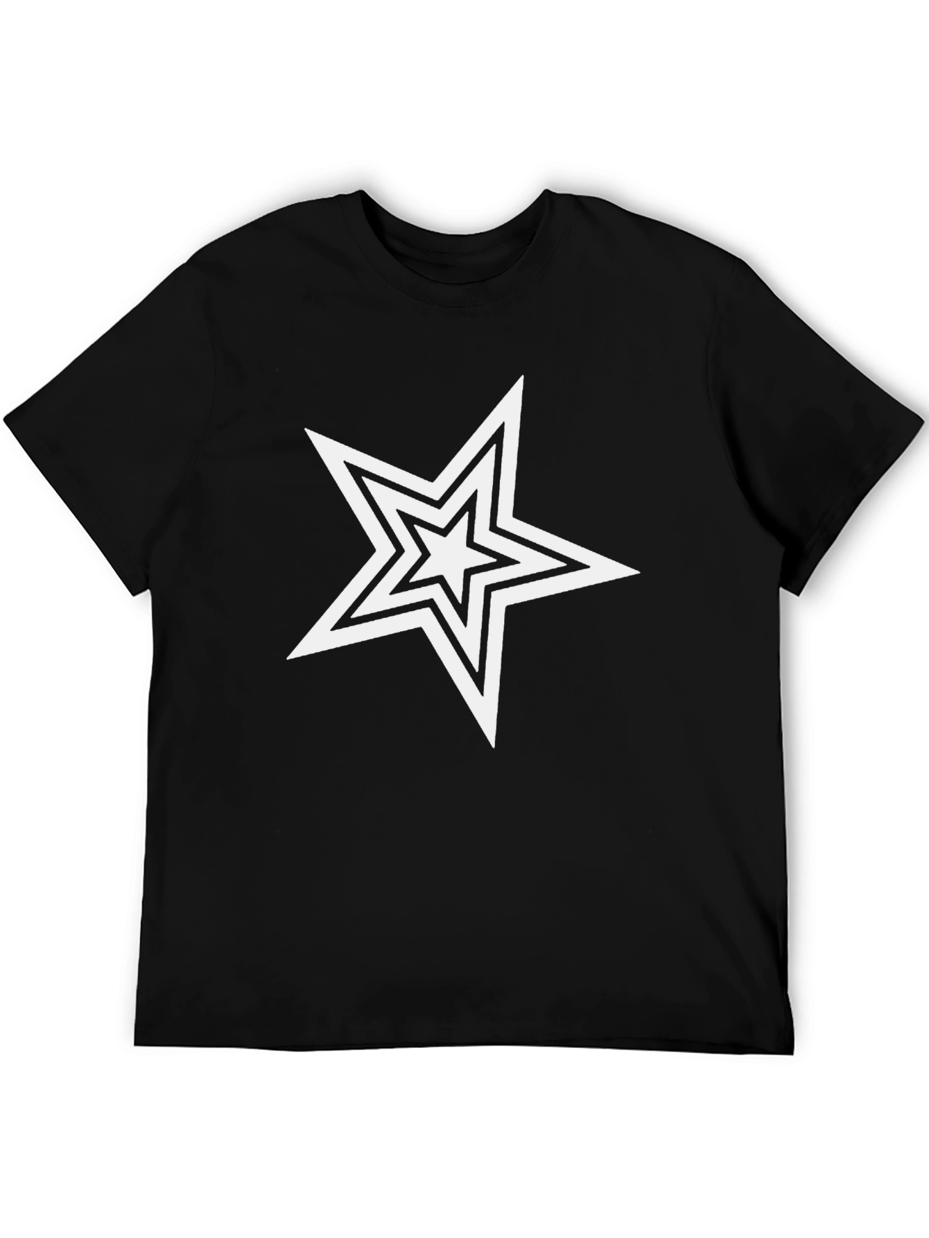 Star Graphic Print Black T-Shirt - Casual Cotton Tee