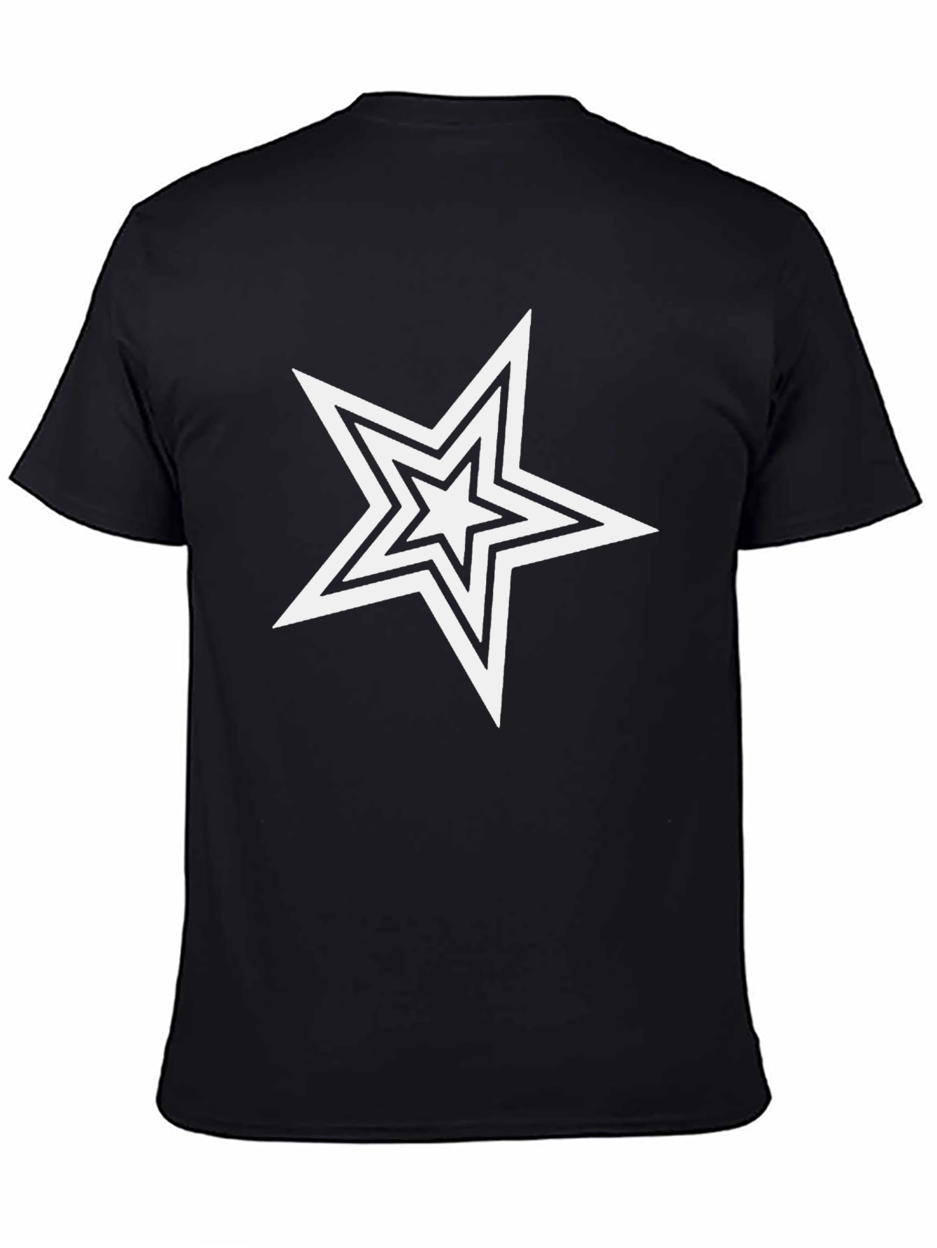 Star Graphic Print Black T-Shirt - Casual Cotton Tee